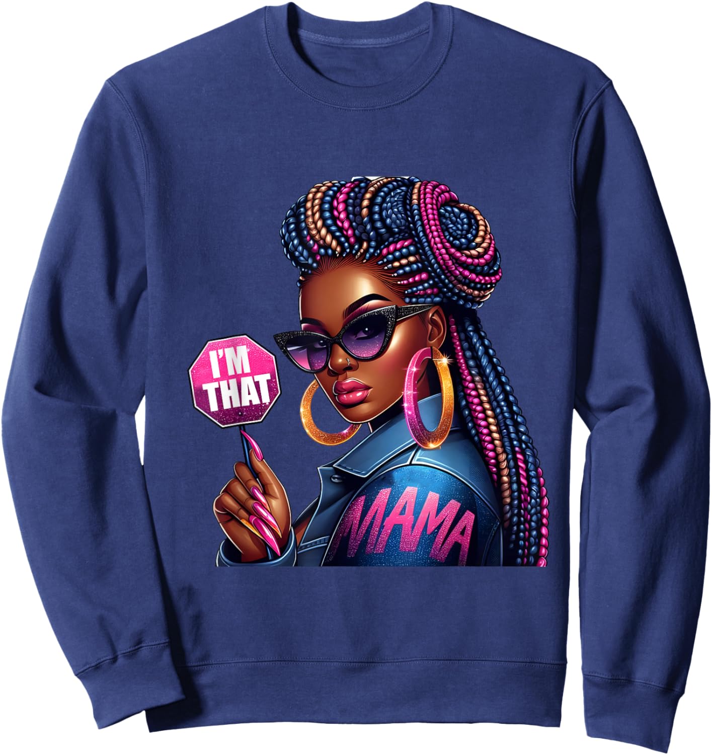 American Melanin I'm That Mama Afro Queen African Sweatshirt - Sweatshirt | Navy