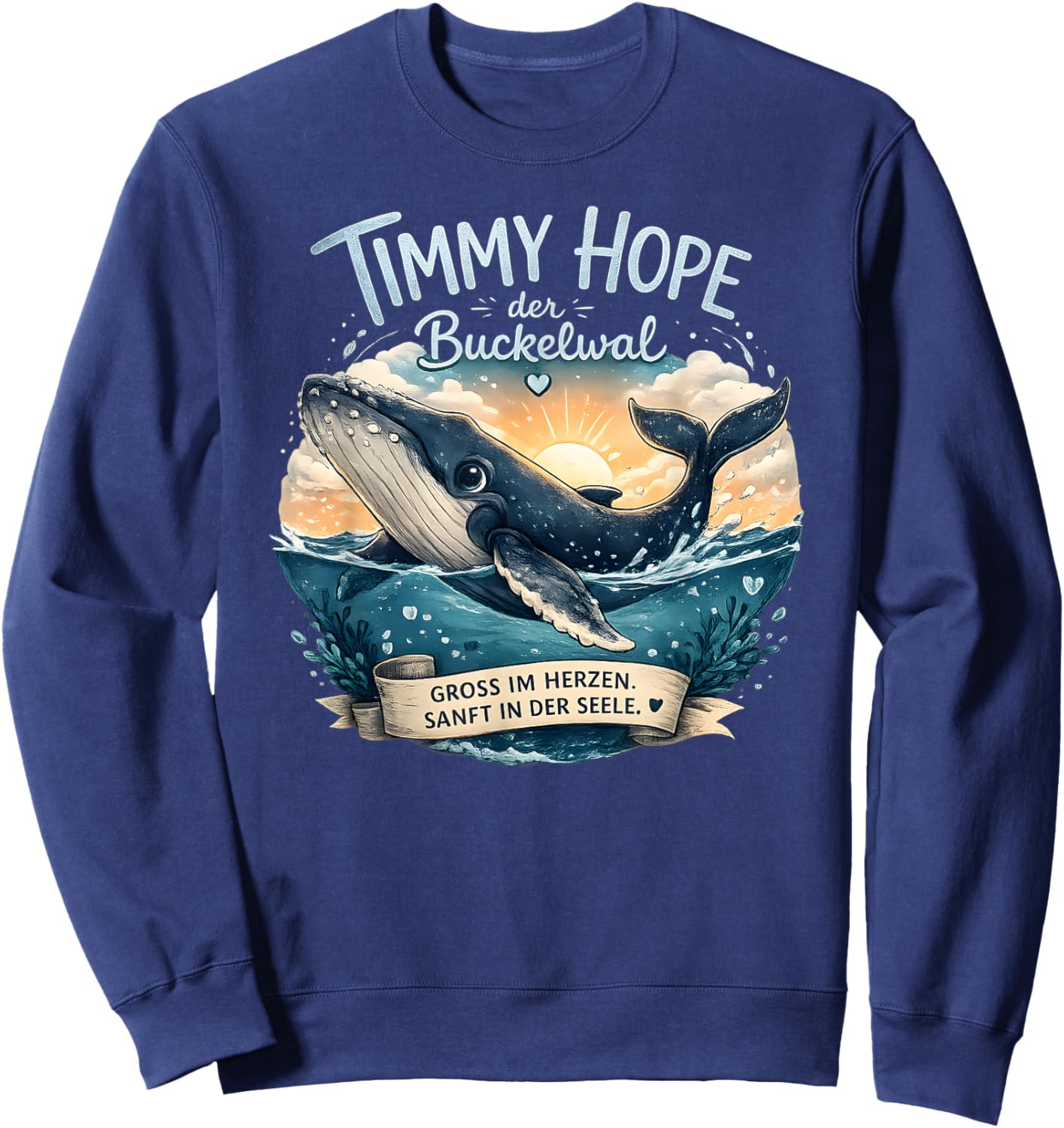 Timmy Hope Buckelwal Wal Meer Ozean Natur Design Sweatshirt - Sweatshirt | Navy