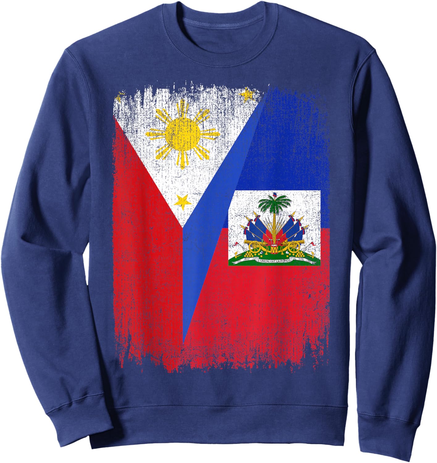 Half Philippines Haiti Flag Filipino Haitian Roots Sweatshirt - Sweatshirt | Navy