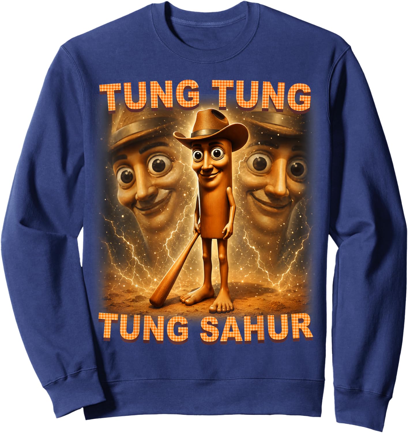 Tung Tung Tung Sahur Cowboy Funny Meme Sweatshirt - Sweatshirt | Navy