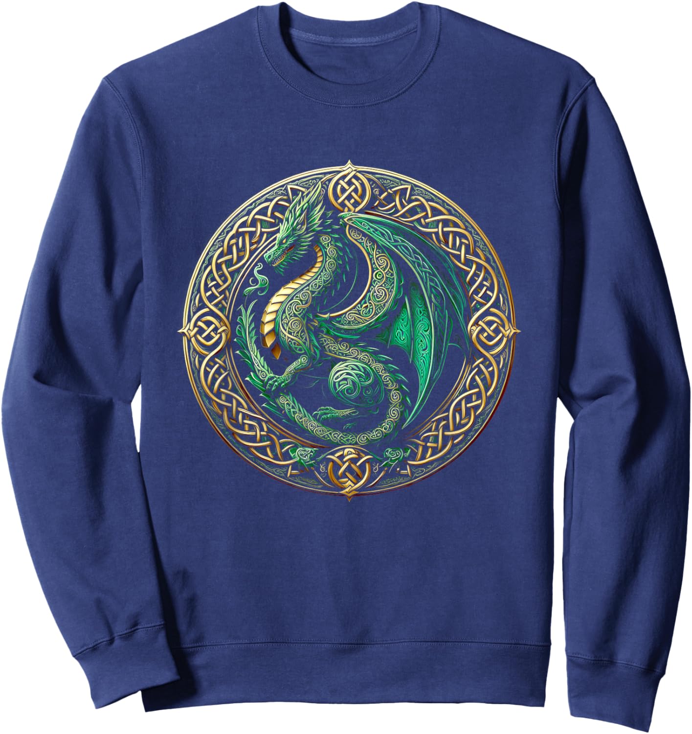 Tribal Irish Green Celtic Knot Fantasy Celtic Dragon Cottage Sweatshirt - Sweatshirt | Navy