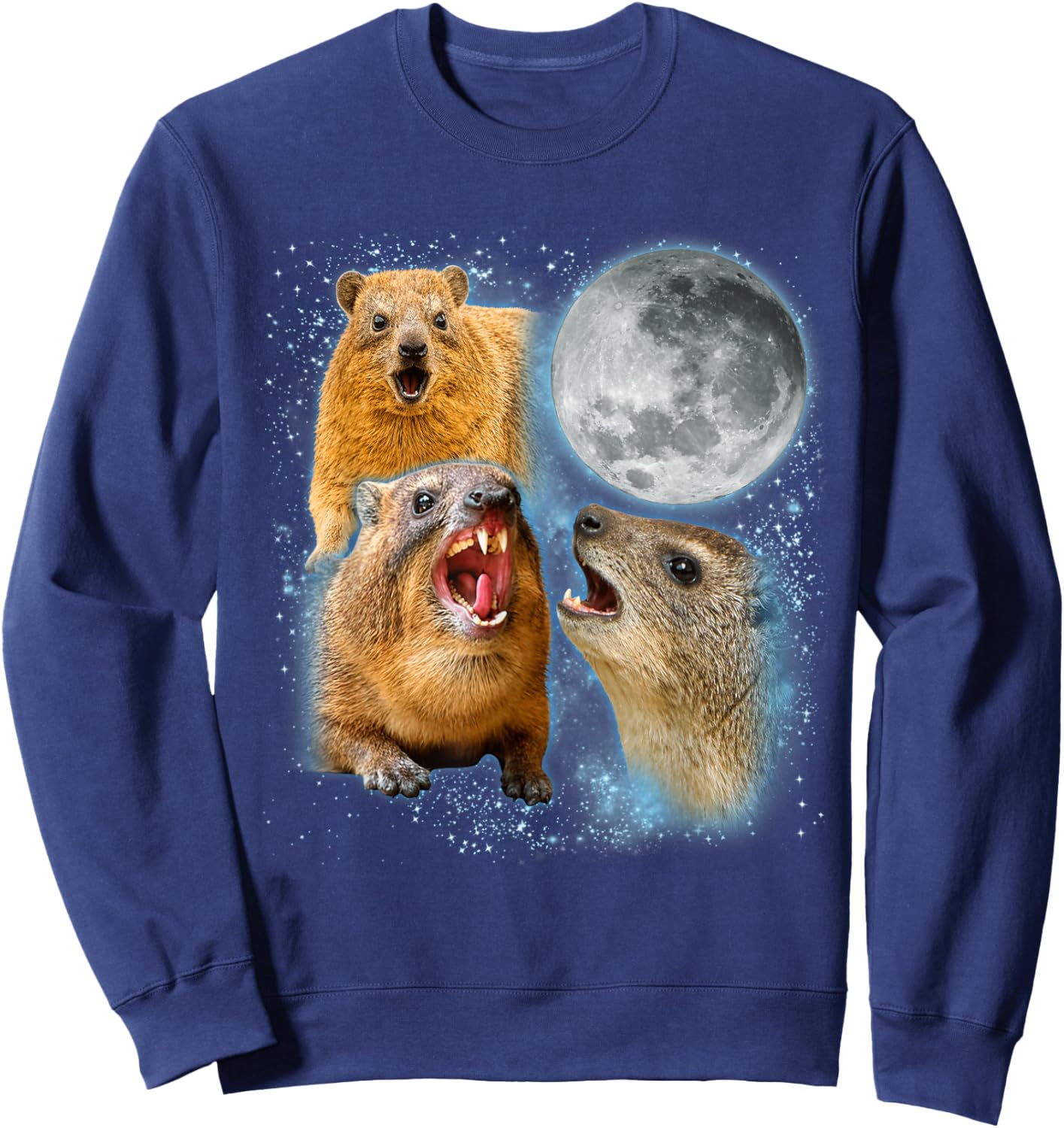 Hyrax Lover Galaxy Moon Wild Animal Wildlife Zoologist Sweatshirt - Sweatshirt | Navy