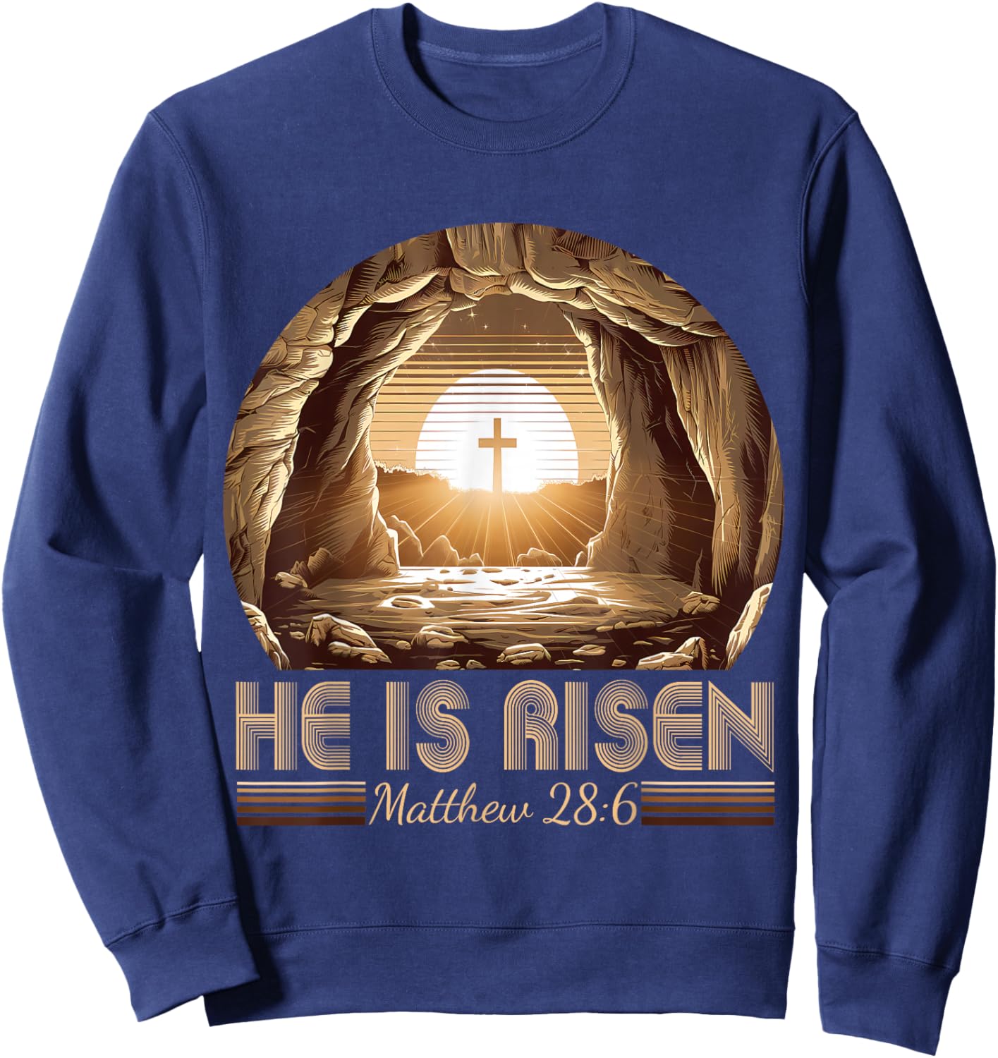 Easter Christian He Is Risen Jesus Empty Tomb Men Women Kids Sweatshirt - Sweatshirt | Navy