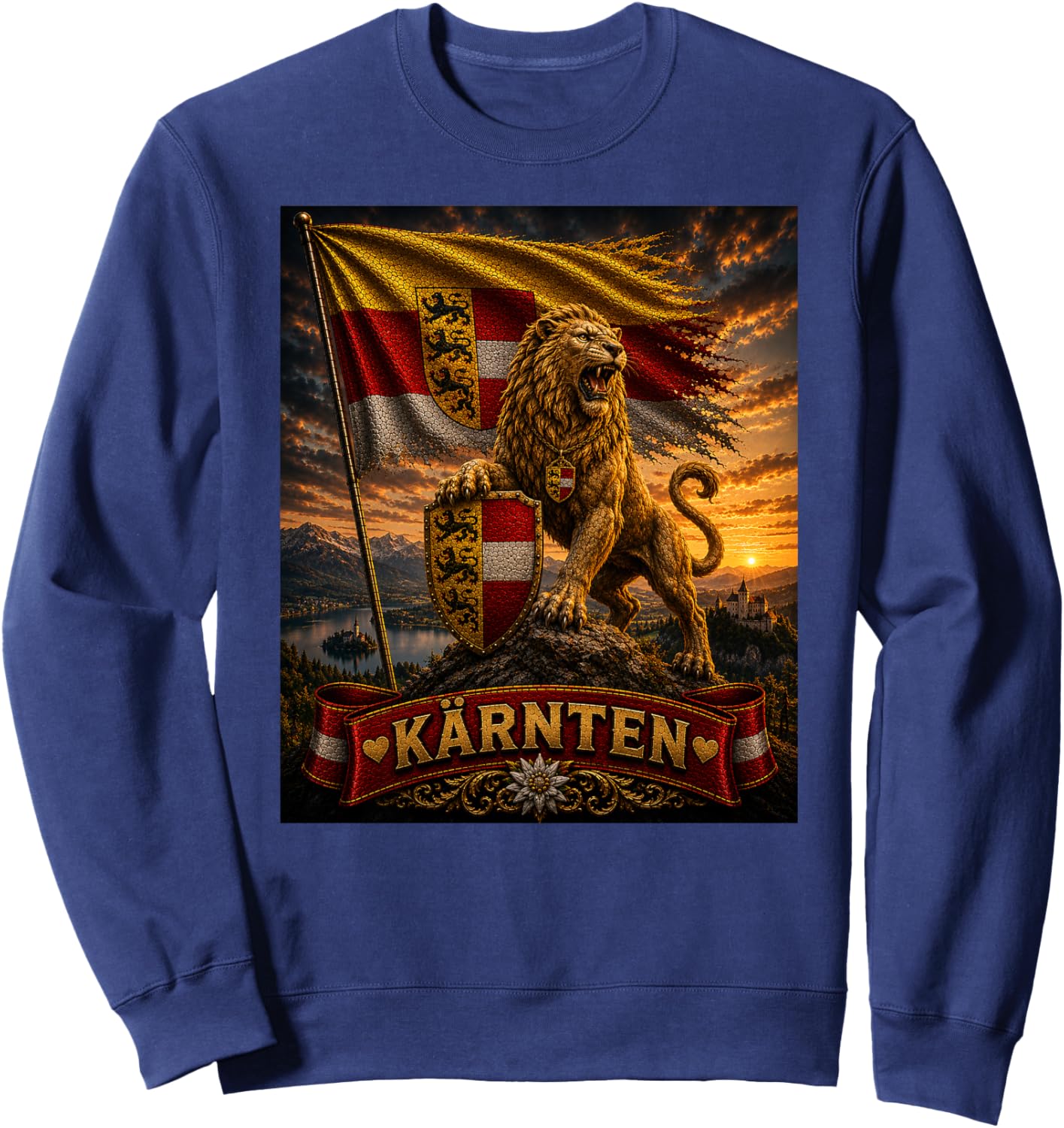 Kärnten Wappen Löwe Kärntner Flagge Herren & Damen Premium Sweatshirt - Sweatshirt | Navy