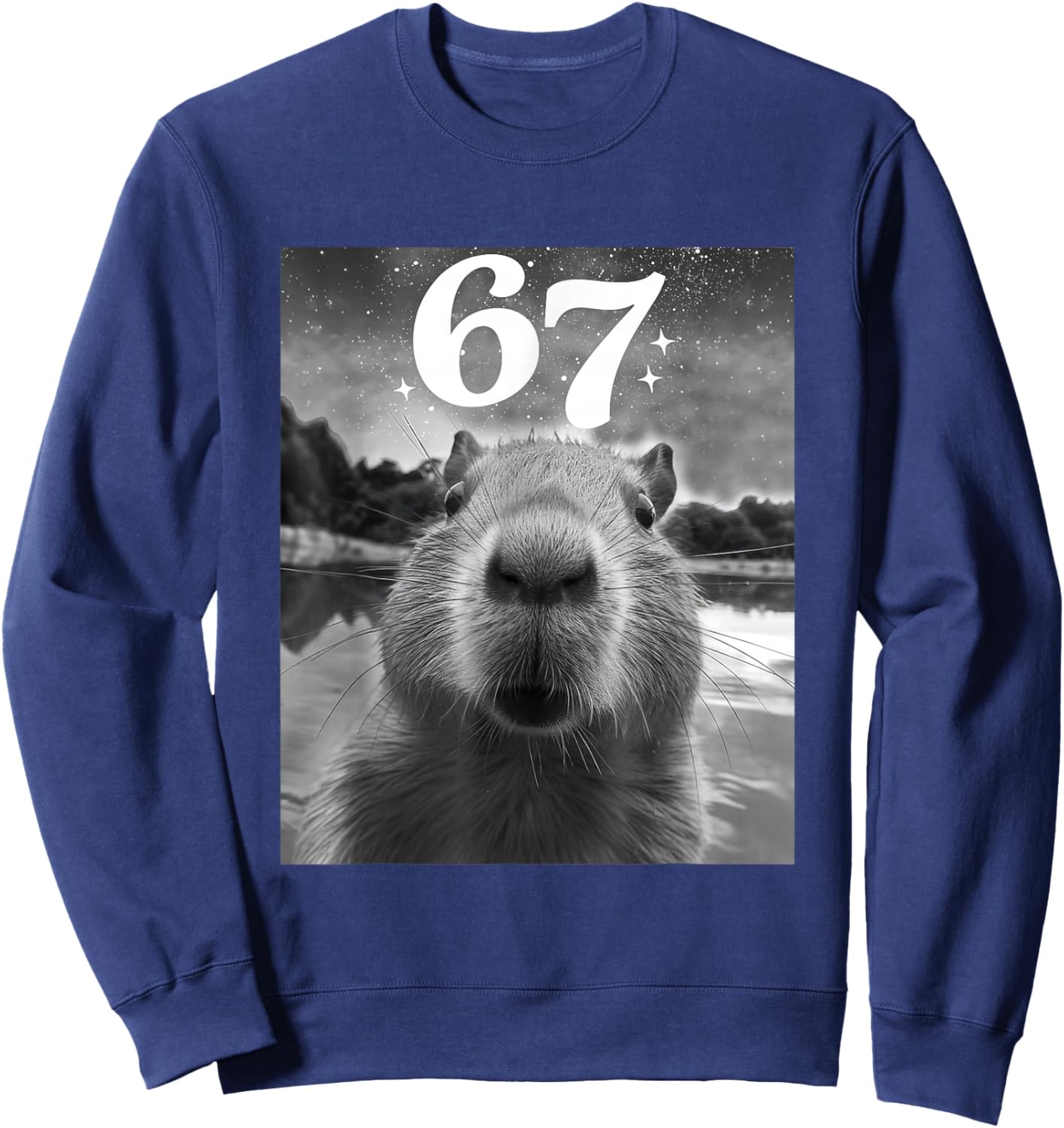 Capybara Selfie with 67 Meme Capy Graphic Women Kid Sweatshirt - Sweatshirt | Navy