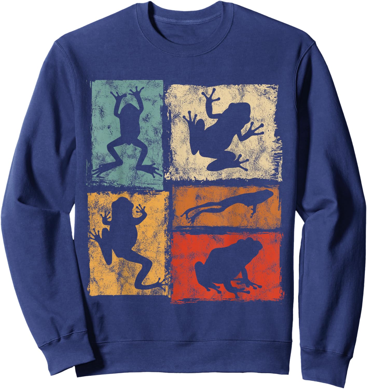 Vintage Frog Graphic Toad Moves Women Kids Retro Sweatshirt - Sweatshirt | Navy
