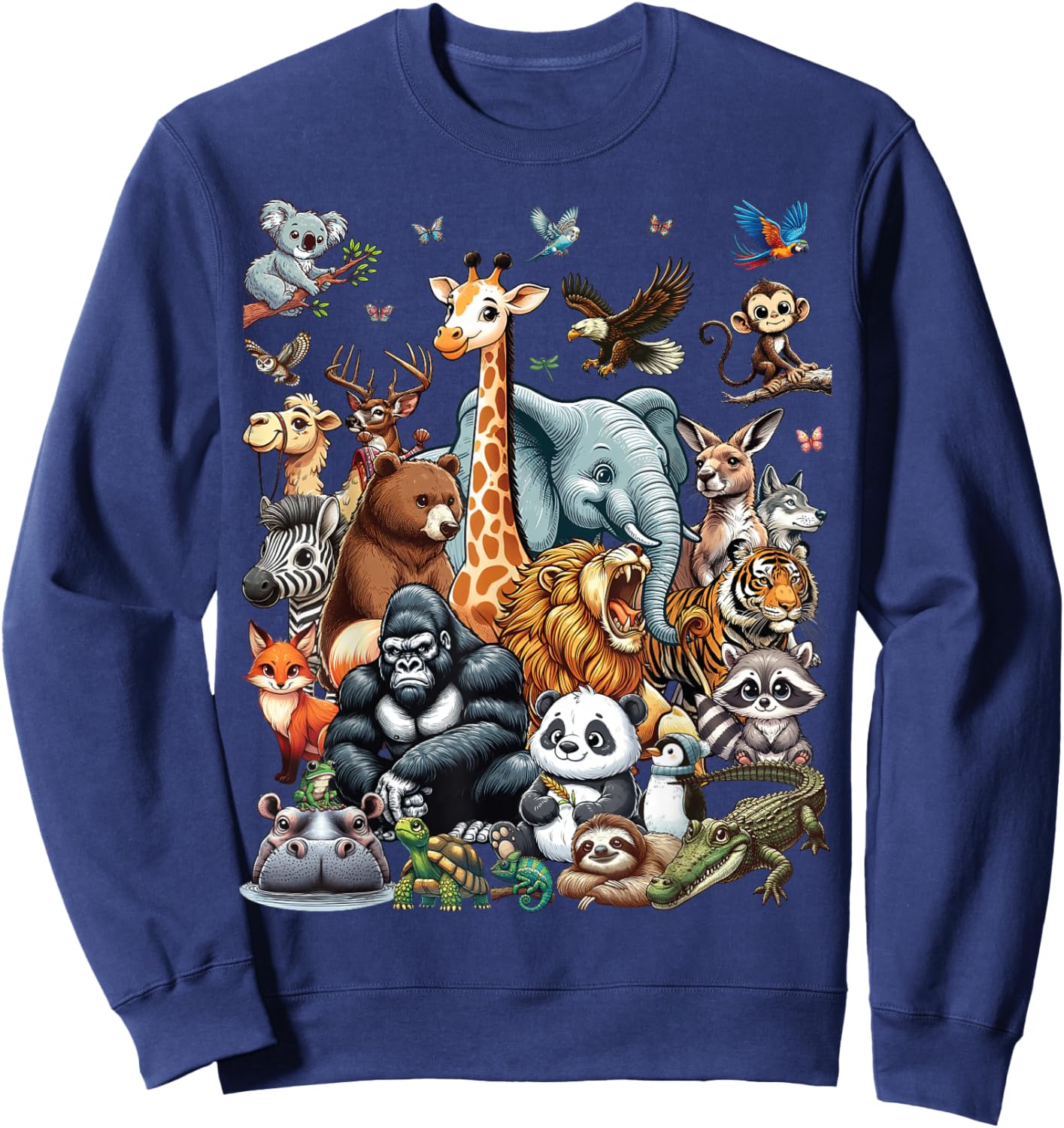 Zoo Animals Wildlife Safari Jungle Zoo Birthday Party Sweatshirt - Sweatshirt | Navy