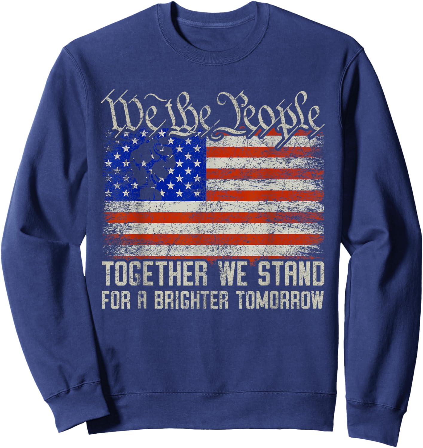 We The People American Flag Patriotic Together We Stand Sweatshirt - Sweatshirt | Navy