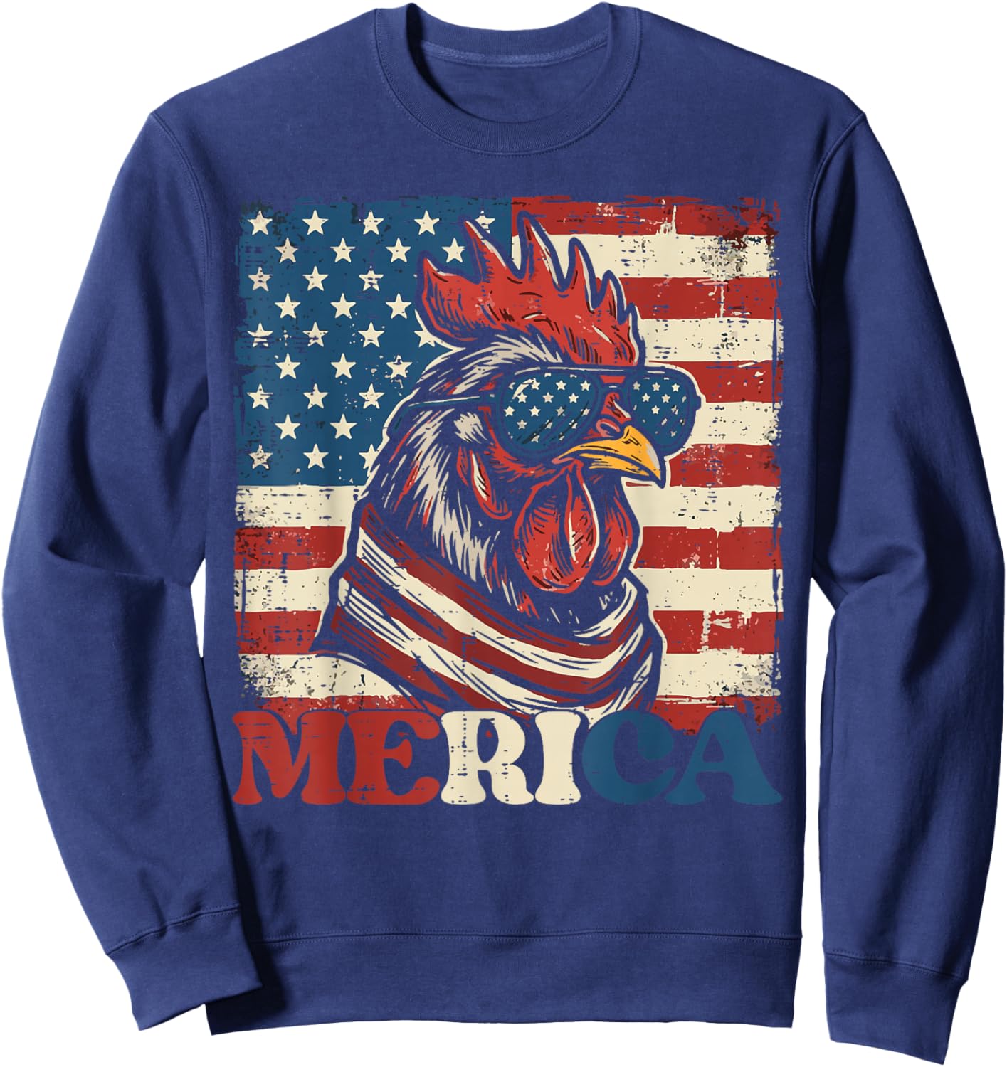 4th of July Chicken US Flag Merica Patriotic Men Women Kids Sweatshirt - Sweatshirt | Navy
