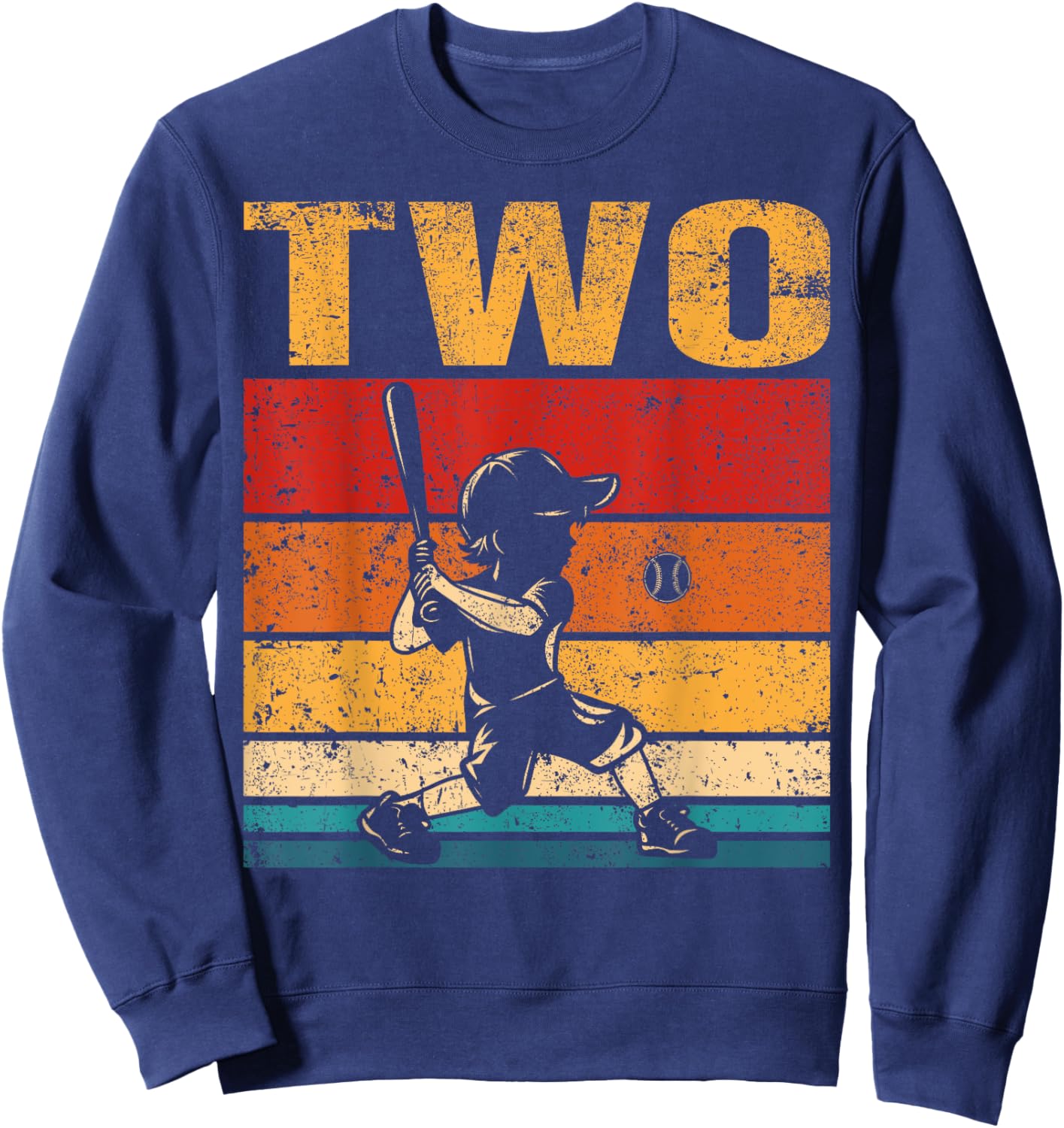 2 Year Old Baseball Boy Birthday Vintage 2nd Birthday Boy Sweatshirt - Sweatshirt | Navy