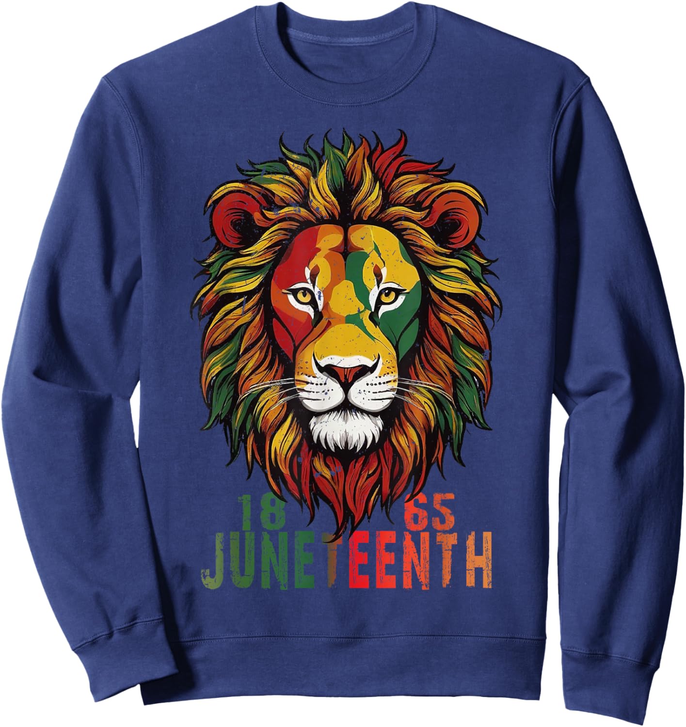 Juneteenth Men Women African American Black Lion 1865 King Sweatshirt - Sweatshirt | Navy