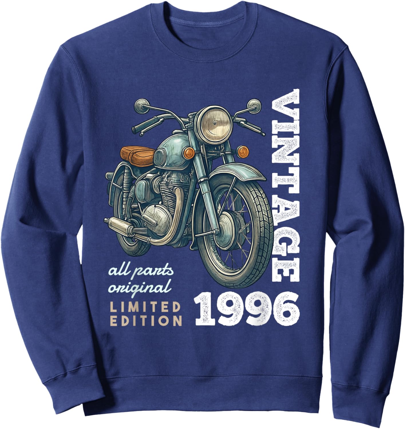 Vintage 1996 30 Years Vintage Motorcycle 30th Birthday Sweatshirt - Sweatshirt | Navy