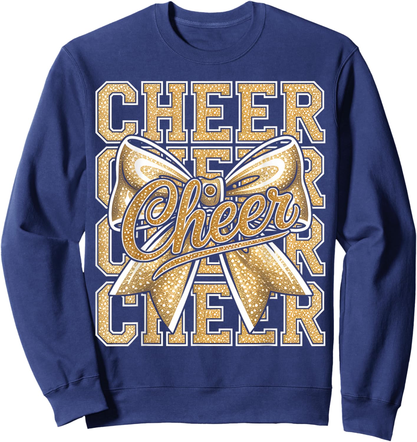 Cheer Gold Funny Cheerleader Coquette Cheerleading Outfit Sweatshirt - Sweatshirt | Navy