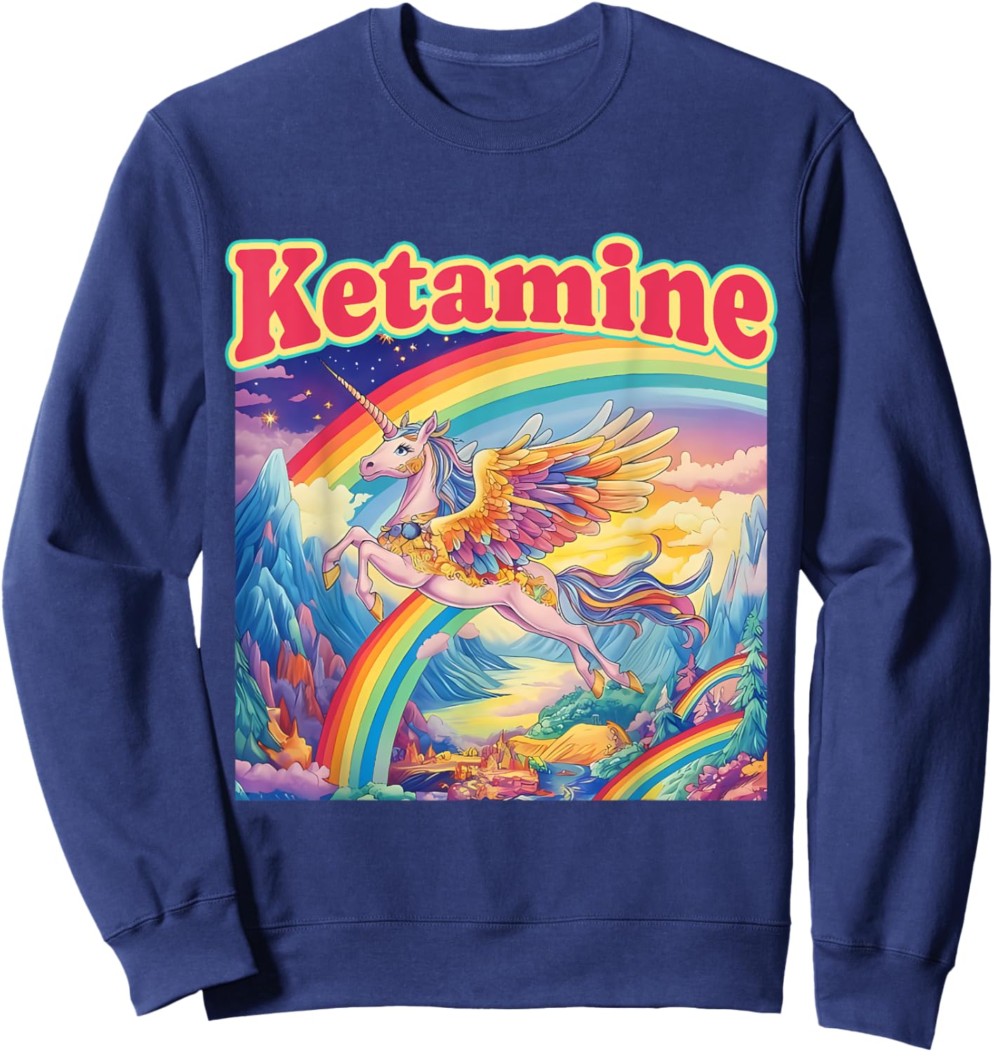 Funny Ketamine Horse Unicorn Emergency Rainbow Sweatshirt - Sweatshirt | Navy