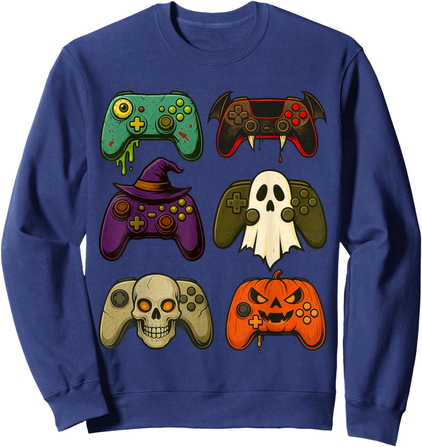Mummy Skeleton Zombie Gaming Controllers Halloween Boys Kids Sweatshirt - Sweatshirt | Navy