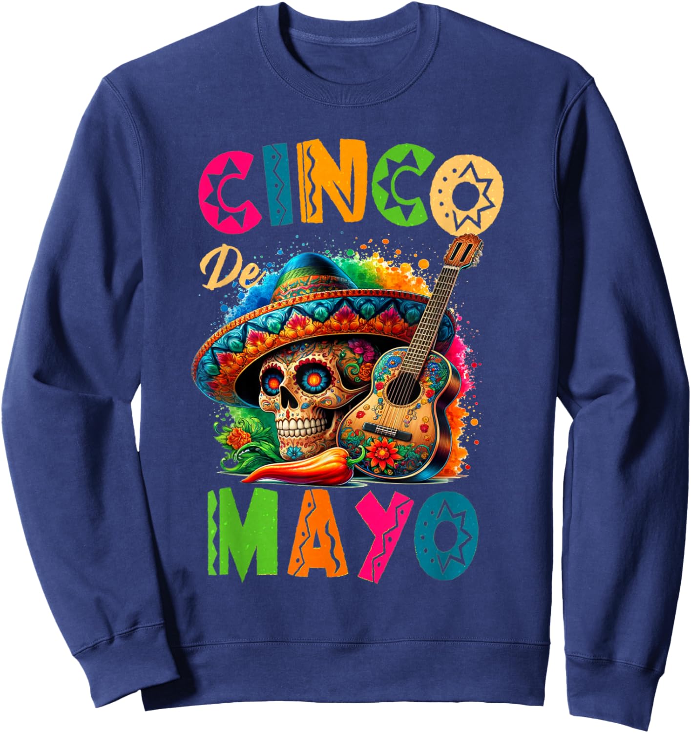 Cinco De Mayo Sugar Skull Costume 5 De Mayo Men Sweatshirt - Sweatshirt | Navy