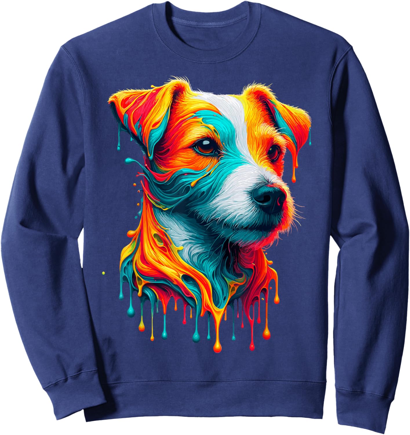 Dripping Paint Art Jack Russell Terrier Sweatshirt - Sweatshirt | Navy