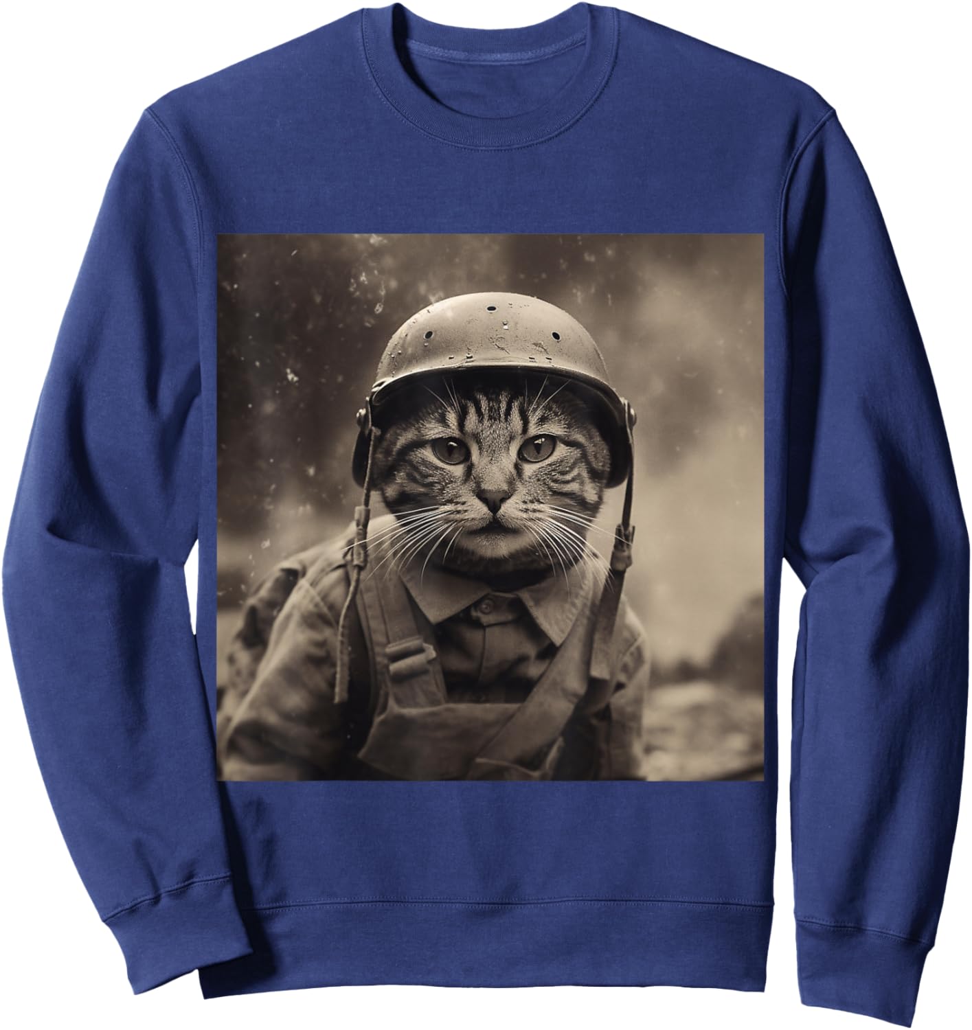 WW2 historical accurate photography cat Weird Funny Women Sweatshirt - Sweatshirt | Navy