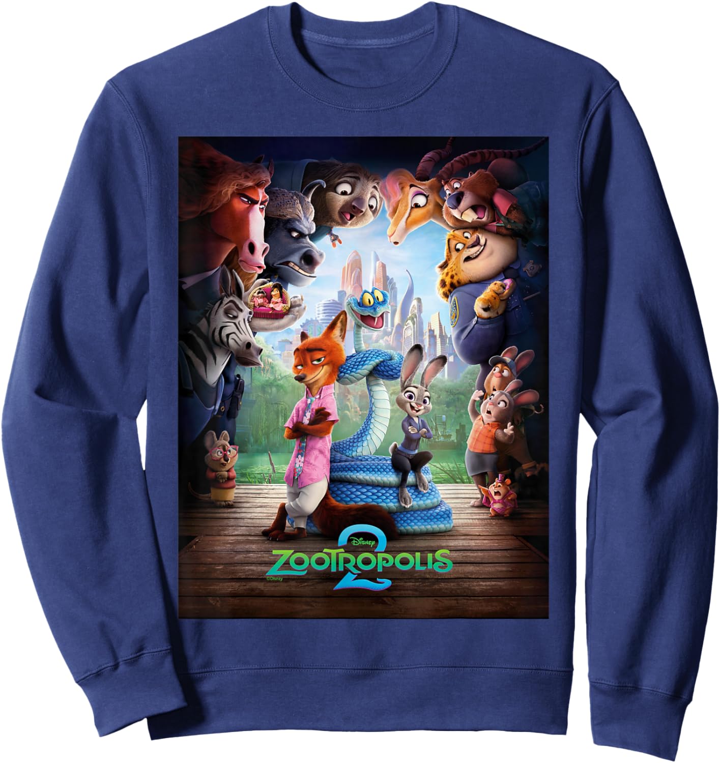 Disney Zootropolis 2 Nick Judy & Gary Surrounded Poster Art Sweatshirt - Sweatshirt | Navy