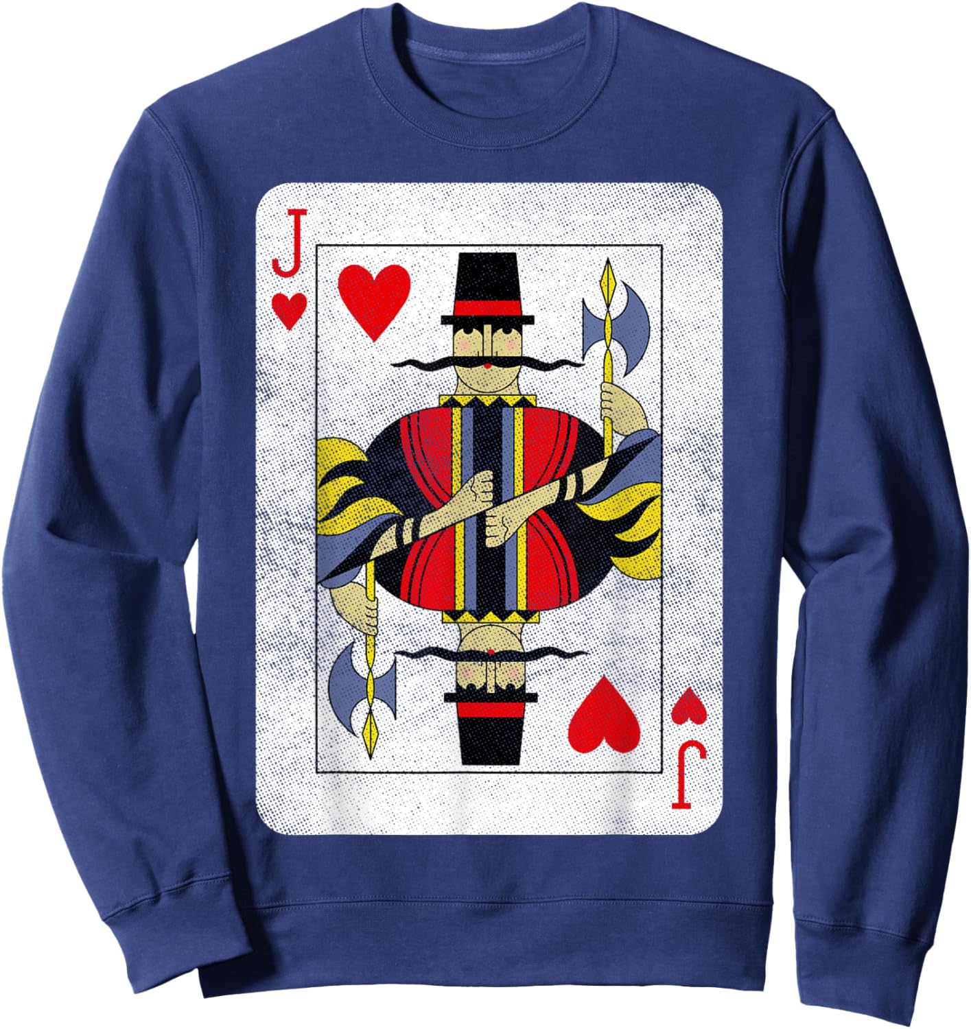 Jack of Hearts Playing Cards Halloween Party Costume Vintage Sweatshirt - Sweatshirt | Navy