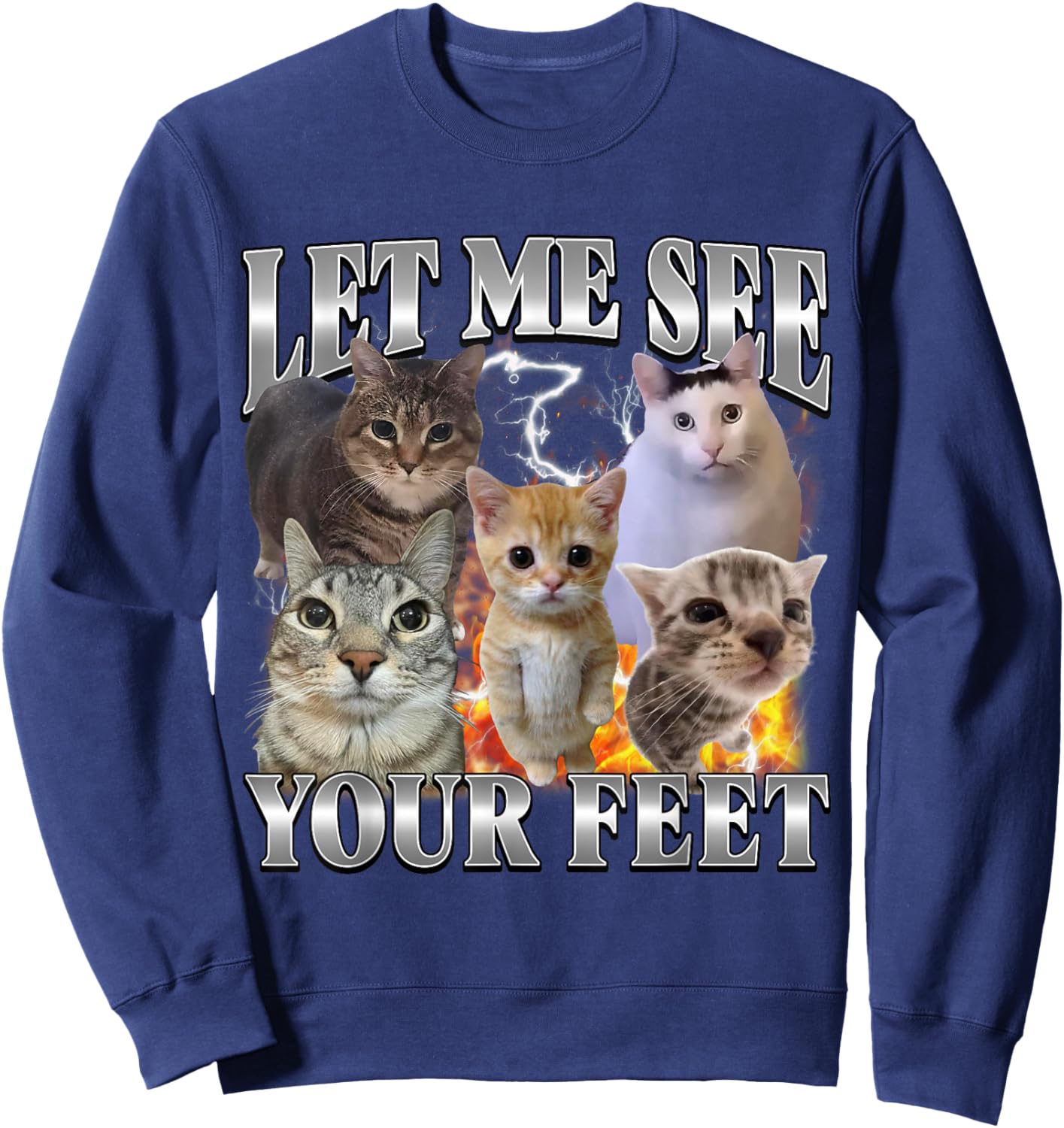 Lass Mich Deine Füße sehen Funny Offsive Cat Meme Bootleg Sweatshirt - Sweatshirt | Navy