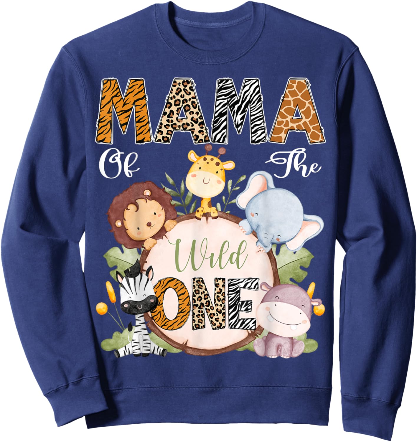 Mama Of The Wild One 1St Birthday Safari Woodland Sweatshirt - Sweatshirt | Navy