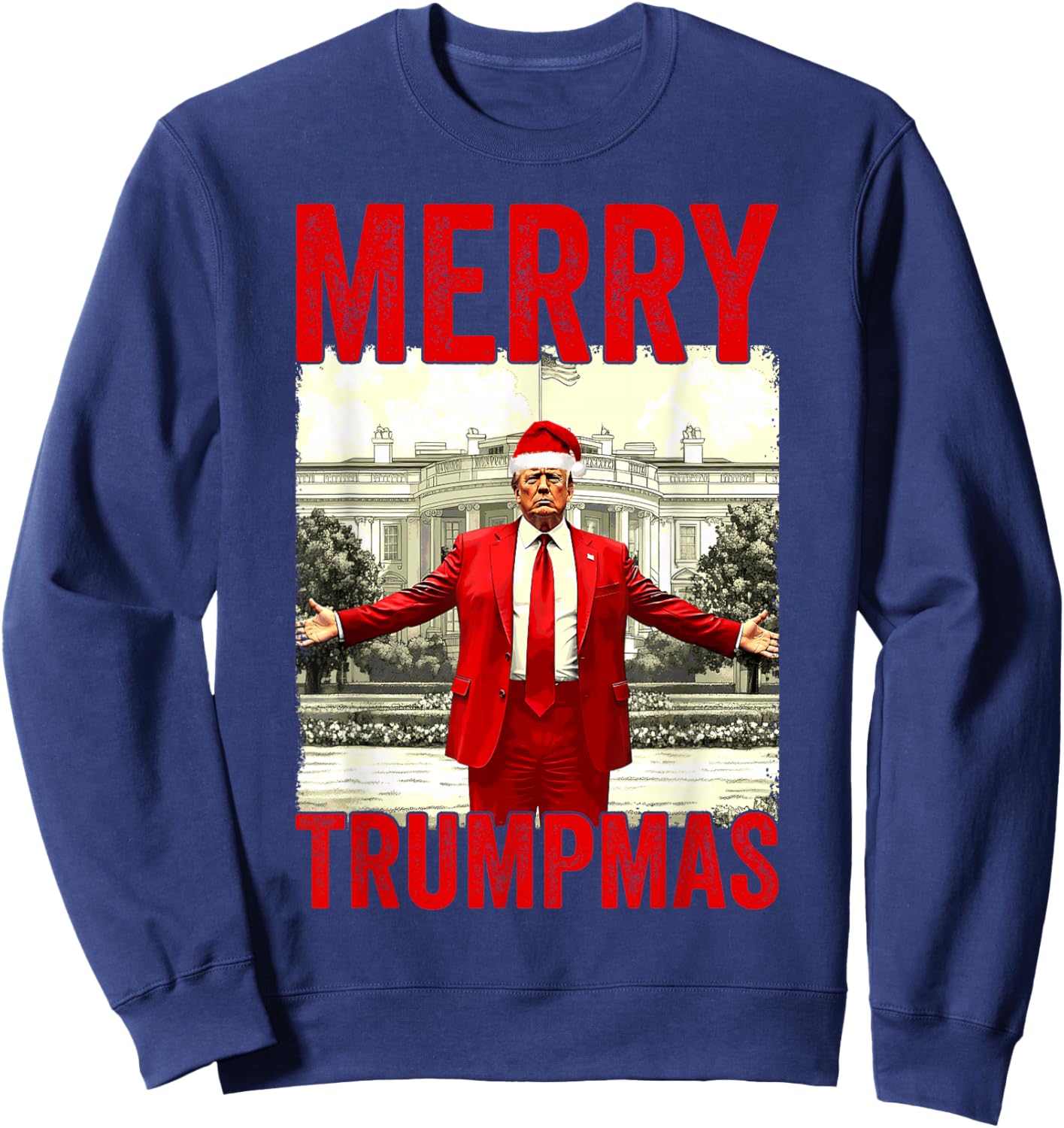 Merry Trumpmas Make Christmas Great Again Trump 2024 47th Sweatshirt - Sweatshirt | Navy