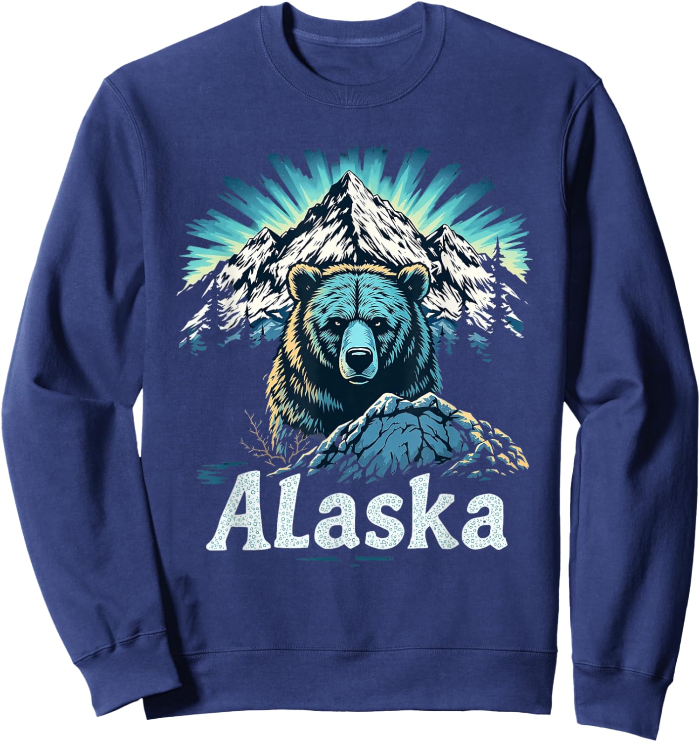 Retro Alaska Home State AK Mountain Sunset Vintage Sweatshirt - Sweatshirt | Navy