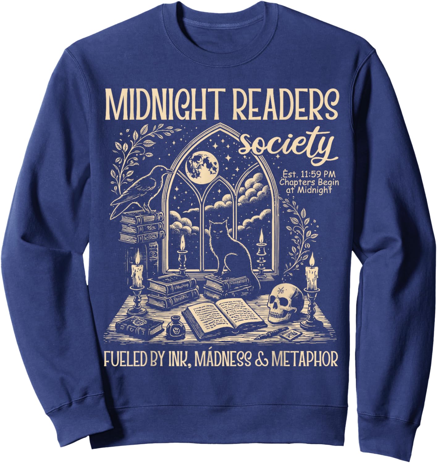Dark Romance Book Lover Midnight Reading Readers Society Sweatshirt - Sweatshirt | Navy