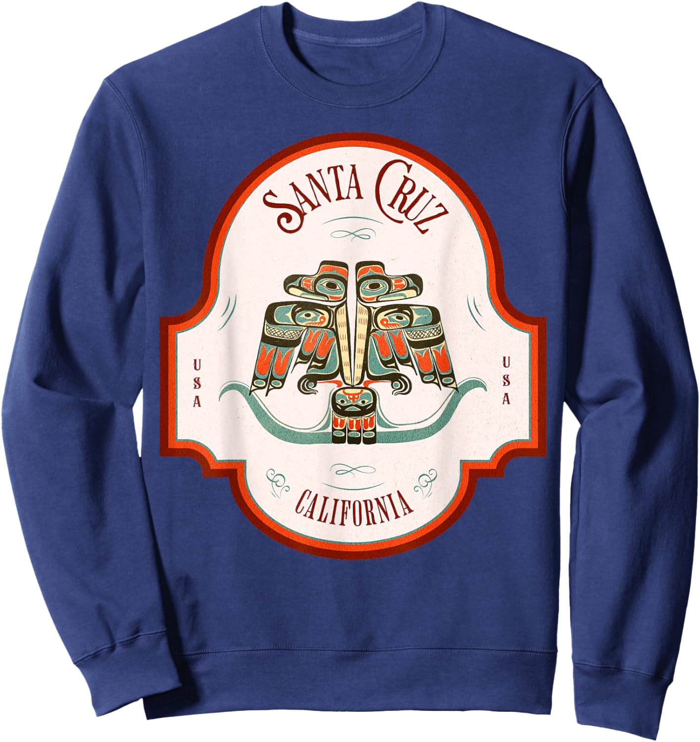 Cruz Santa CA Thunderbird Totem Pacific Northwest Native Sweatshirt - Sweatshirt | Navy
