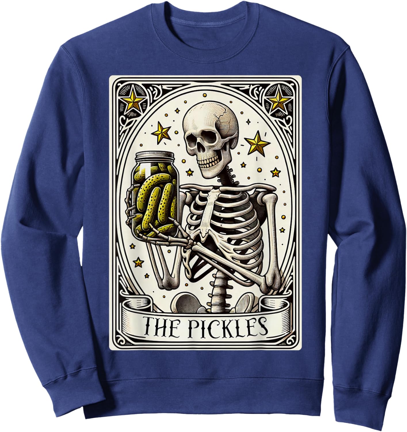The Pickles Tarot Card Skeleton Canning Season Gardener Sweatshirt - Sweatshirt | Navy