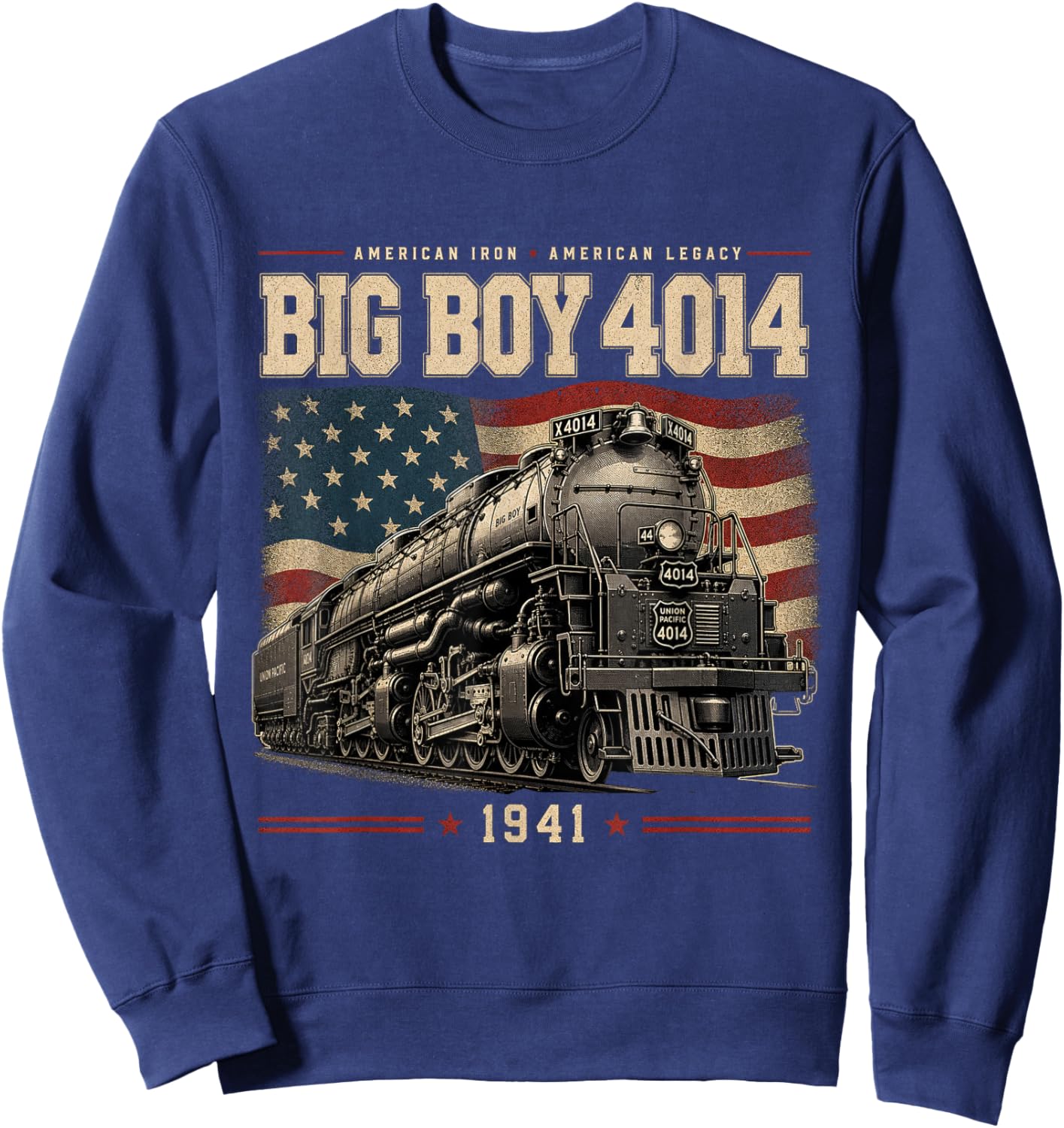 Big Boy 4014 Steam Train Vintage Locomotive Engine Sweatshirt - Sweatshirt | Navy