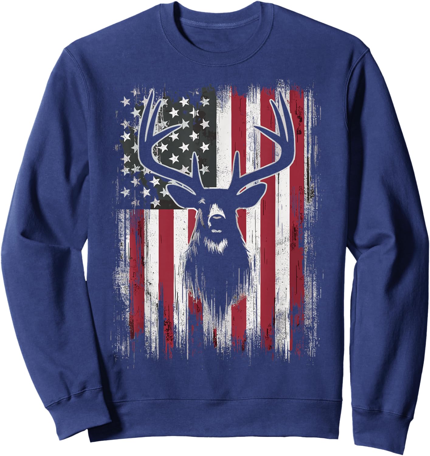 Deer Hunting American Flag Sweatshirt - Sweatshirt | Navy