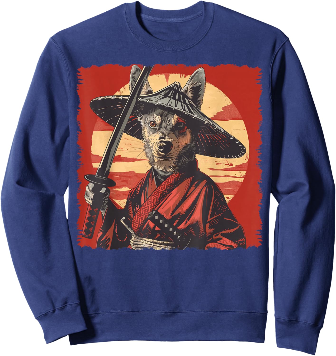 Australian Cattle Dog Dog Japanese Art Samurai Ukiyo-e Sweatshirt - Sweatshirt | Navy