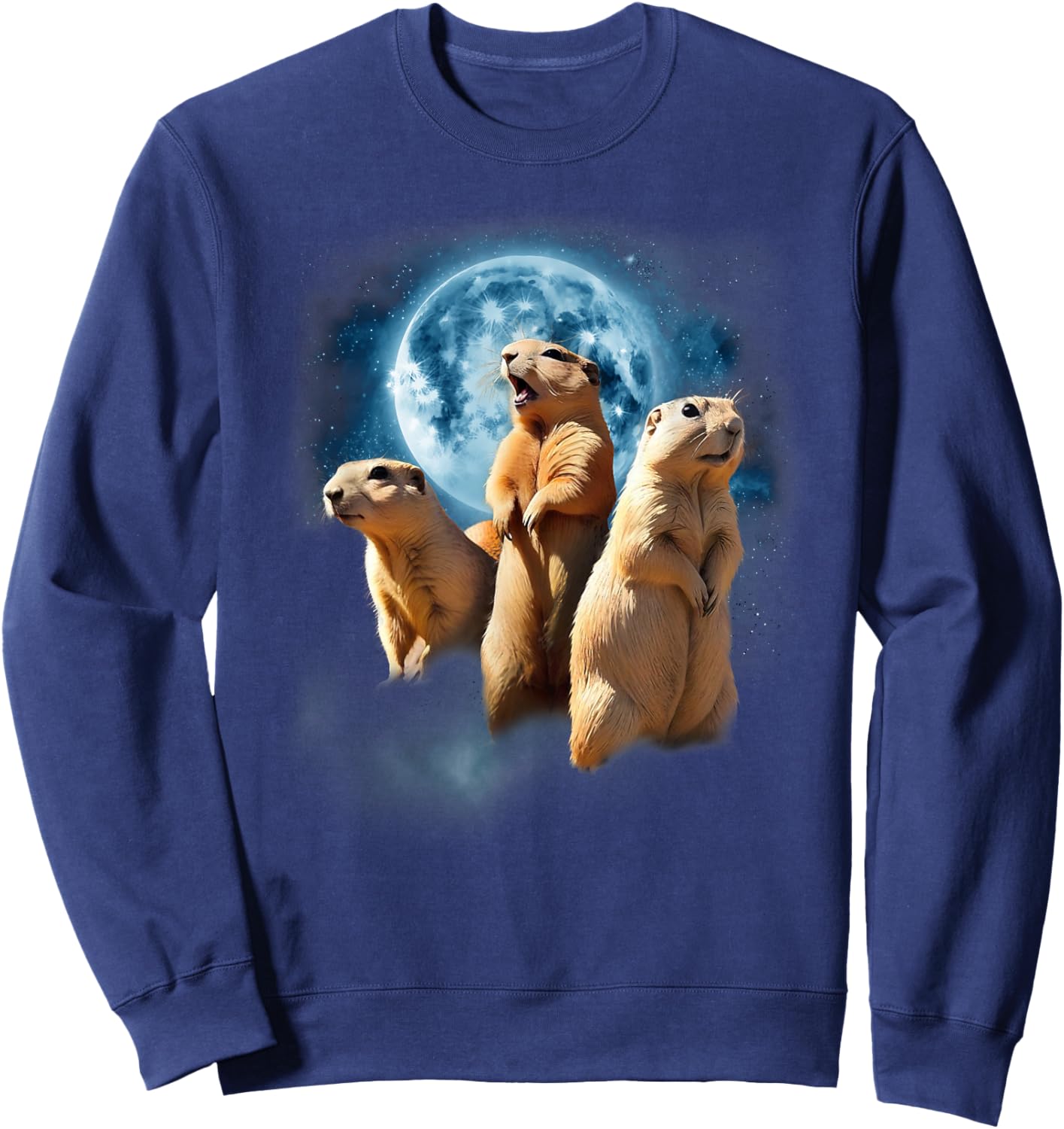 Prairie Dog Shirt - Howling at the Moon Prairie Dog Men Women Kids Sweatshirt - Sweatshirt | Navy