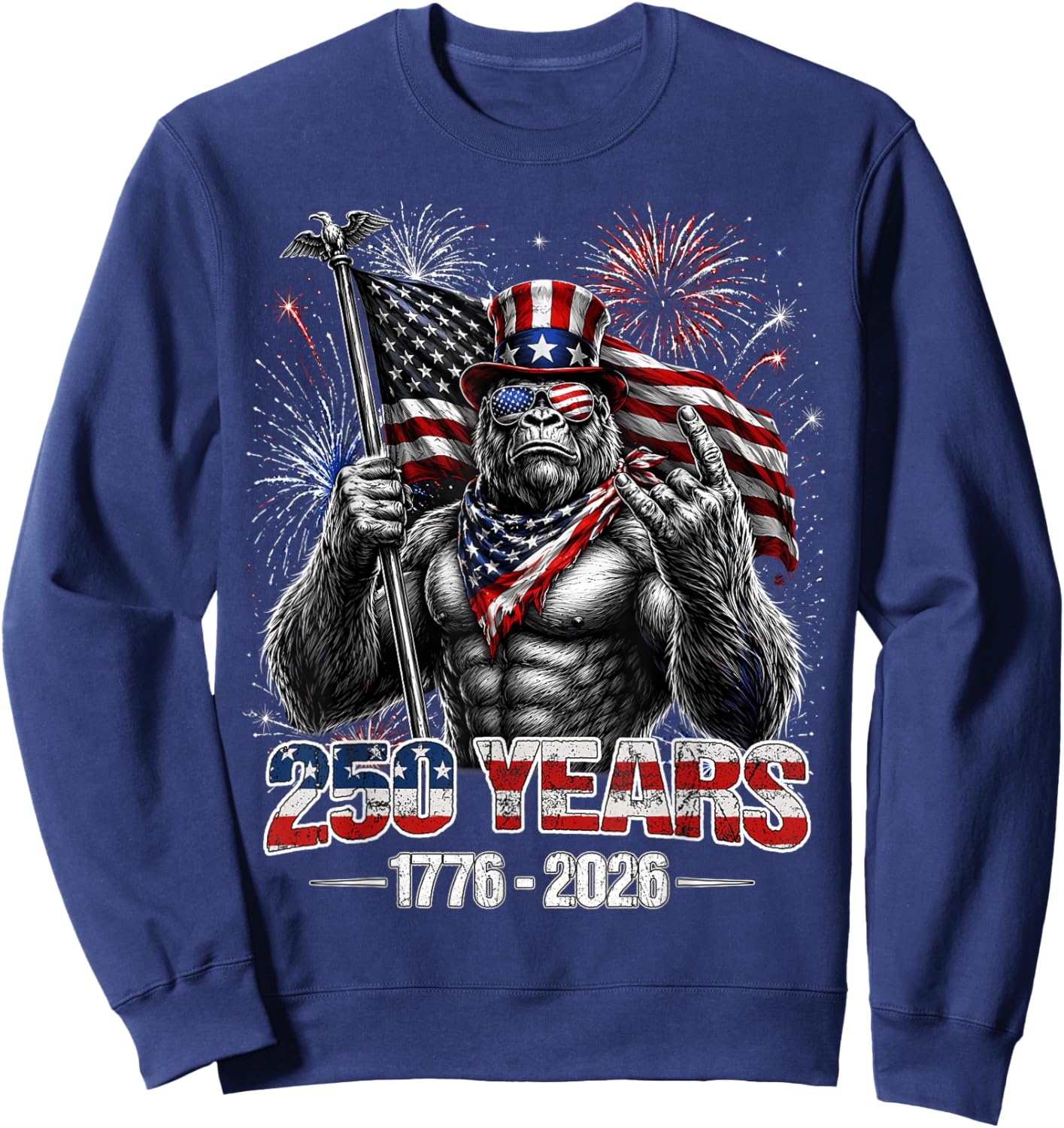 250 Years 1776 2026 American Patriotic 4th of July Sweatshirt - Sweatshirt | Navy