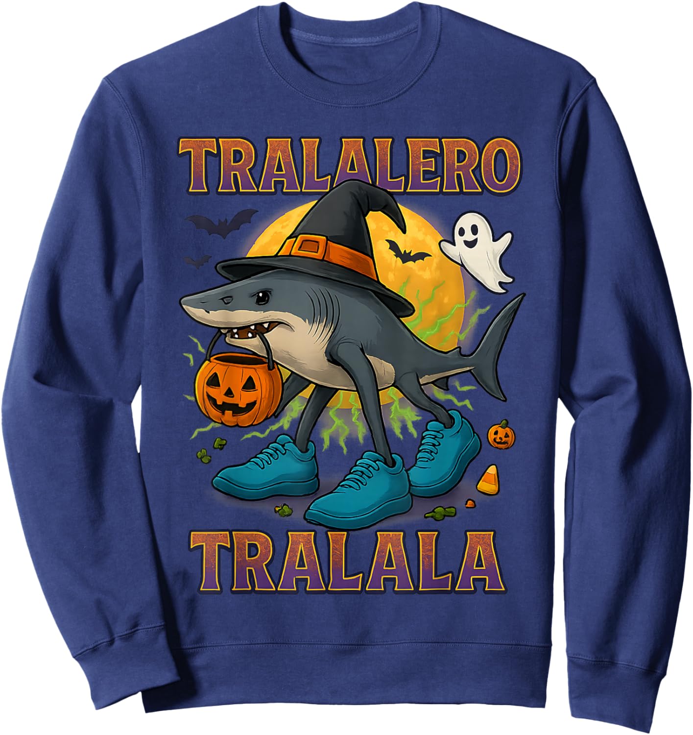 Tralalero Tralala Italian Brainrot Shark Halloween for Kids Sweatshirt - Sweatshirt | Navy