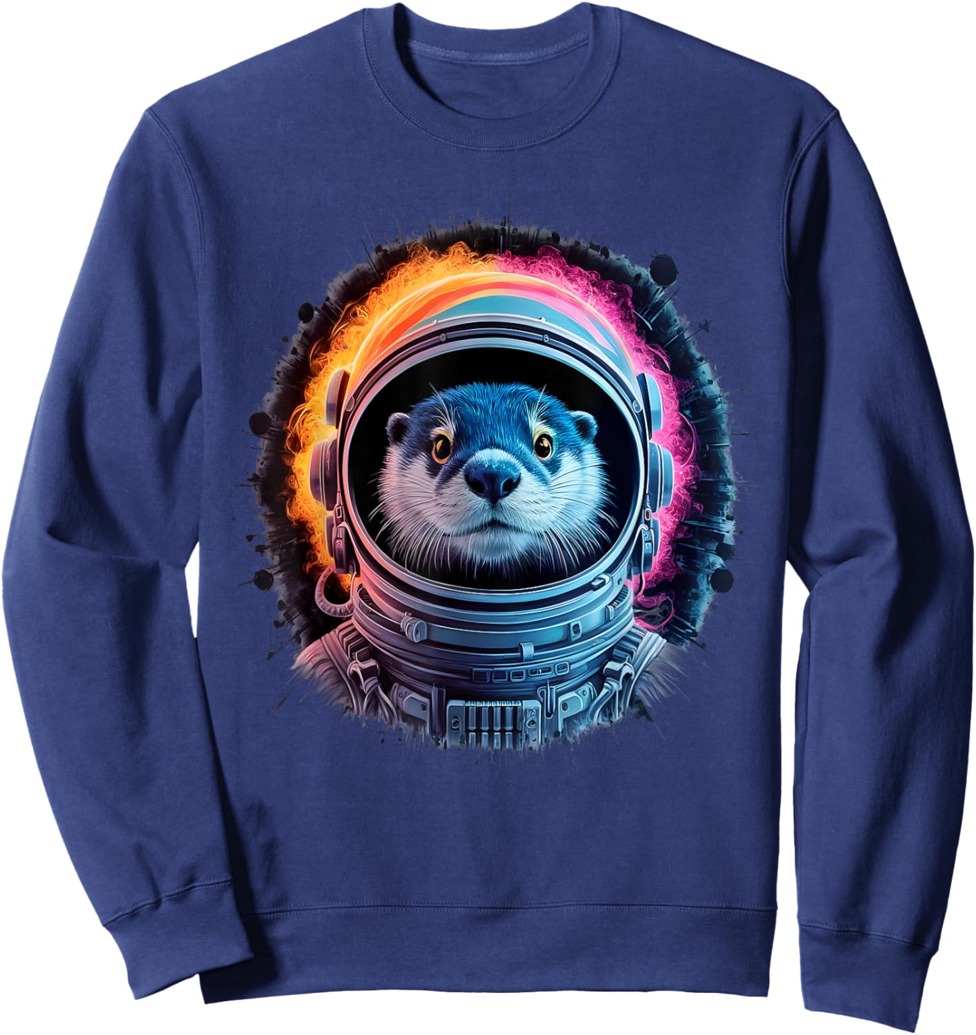 Otter Men Woman Otter Colorful Space Astronaut Otter Sweatshirt - Sweatshirt | Navy
