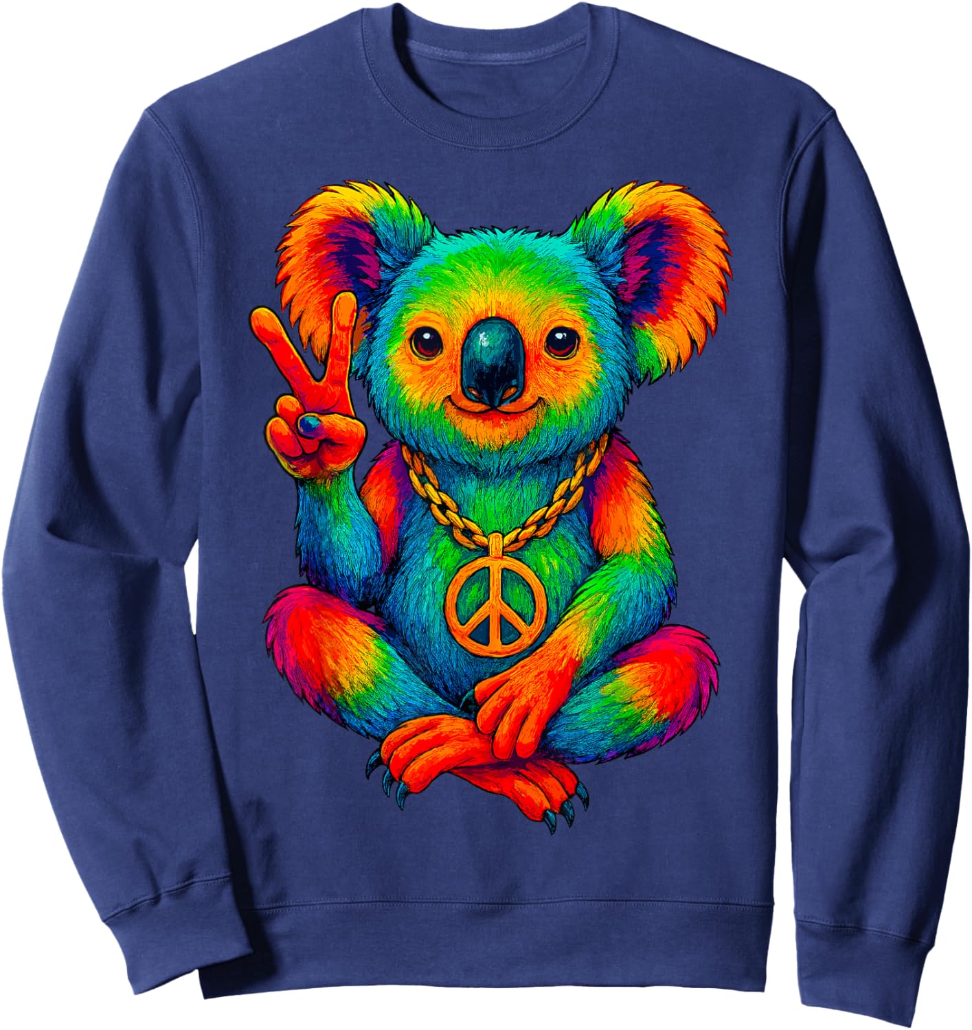 Tie-Dye Koala Peace Sign Hippo Sweatshirt - Sweatshirt | Navy