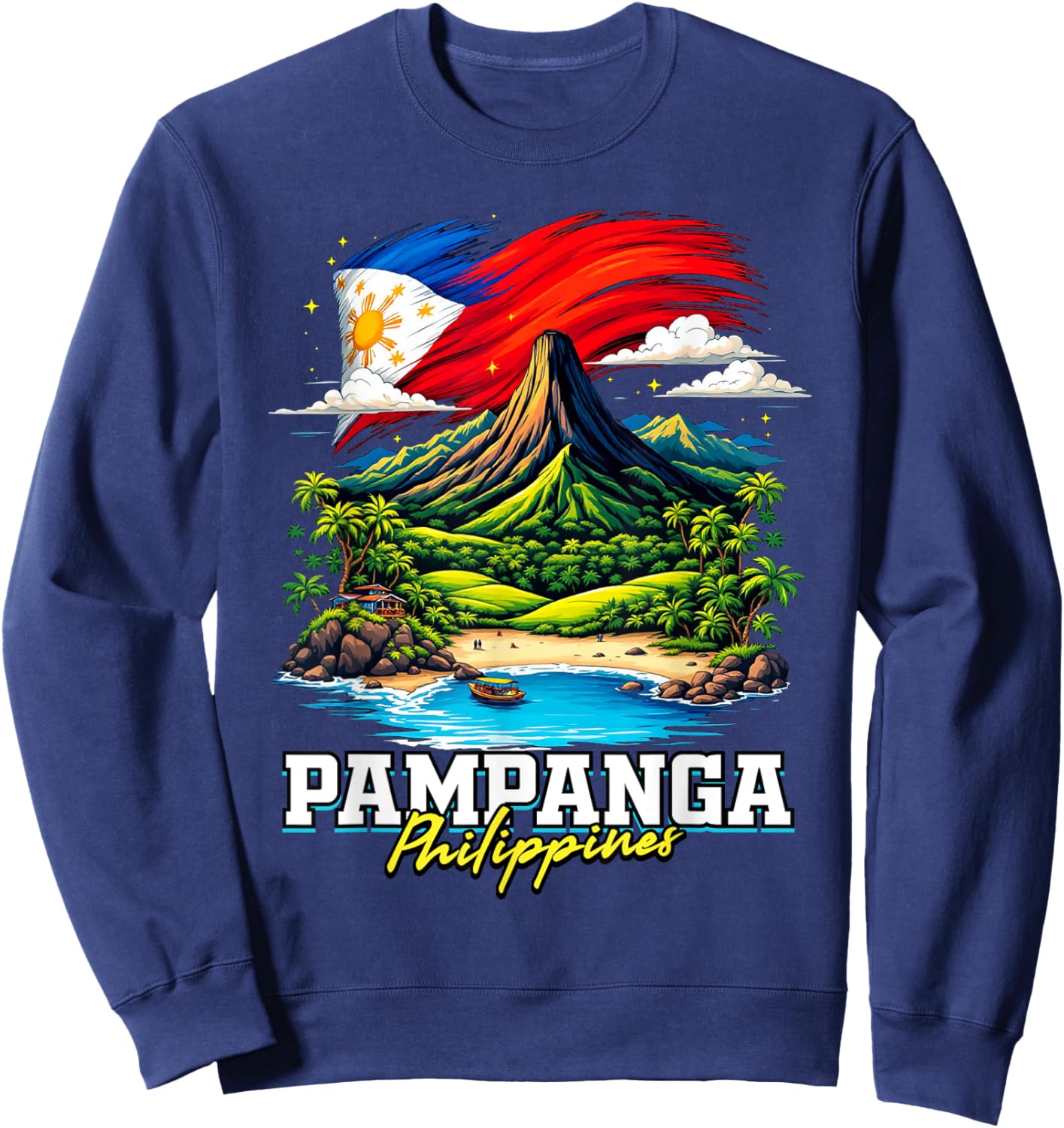 Pampanga Philippines Souvenir Filipino Flag Sweatshirt - Sweatshirt | Navy