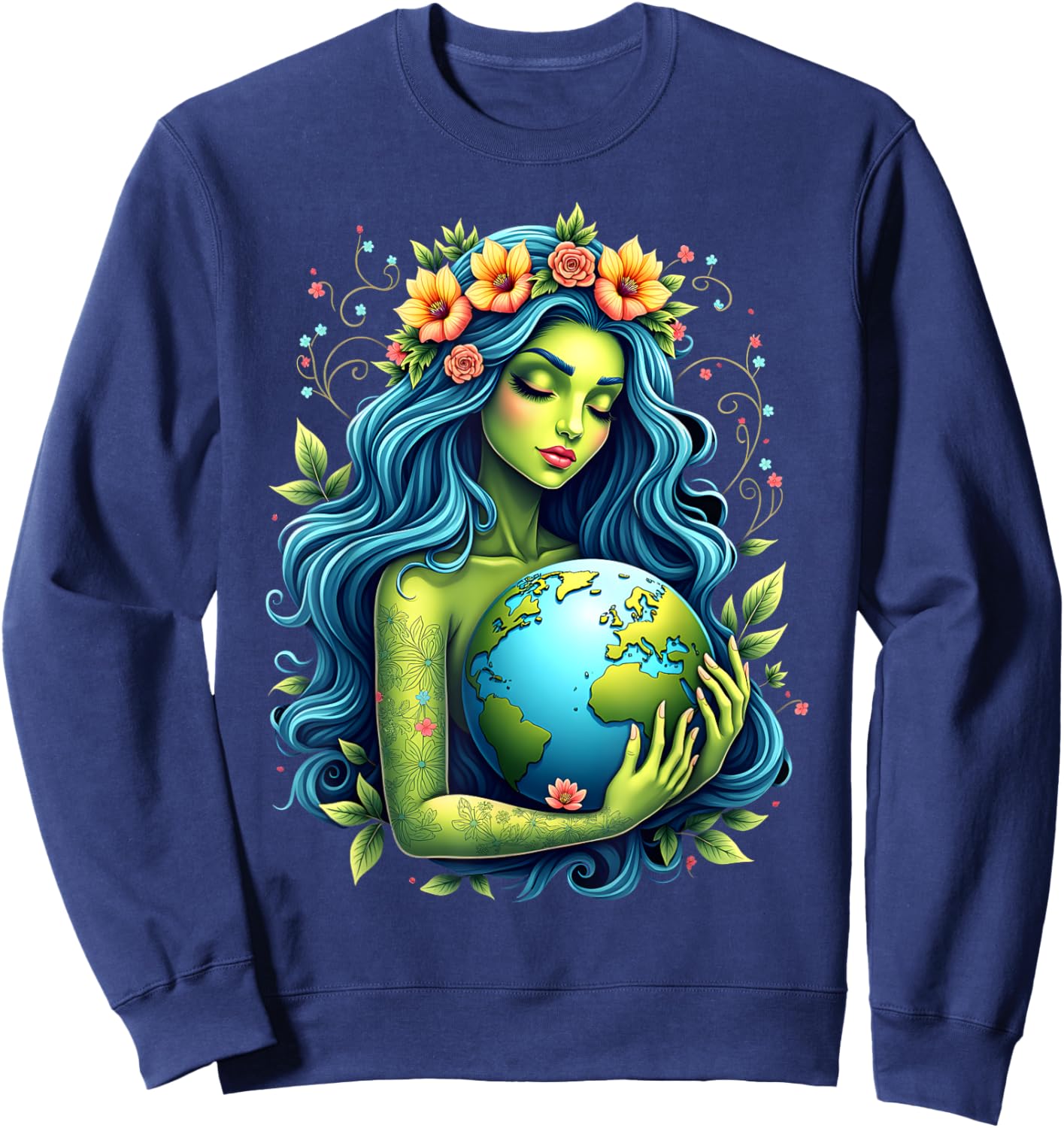 Green Mother Earth Day Gaia Save Our Planet Women Girl Kids Sweatshirt - Sweatshirt | Navy