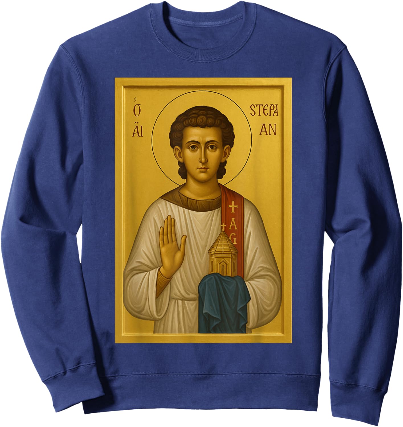 Orthodox Saint Stephen Protomartyr Icon Sweatshirt - Sweatshirt | Navy