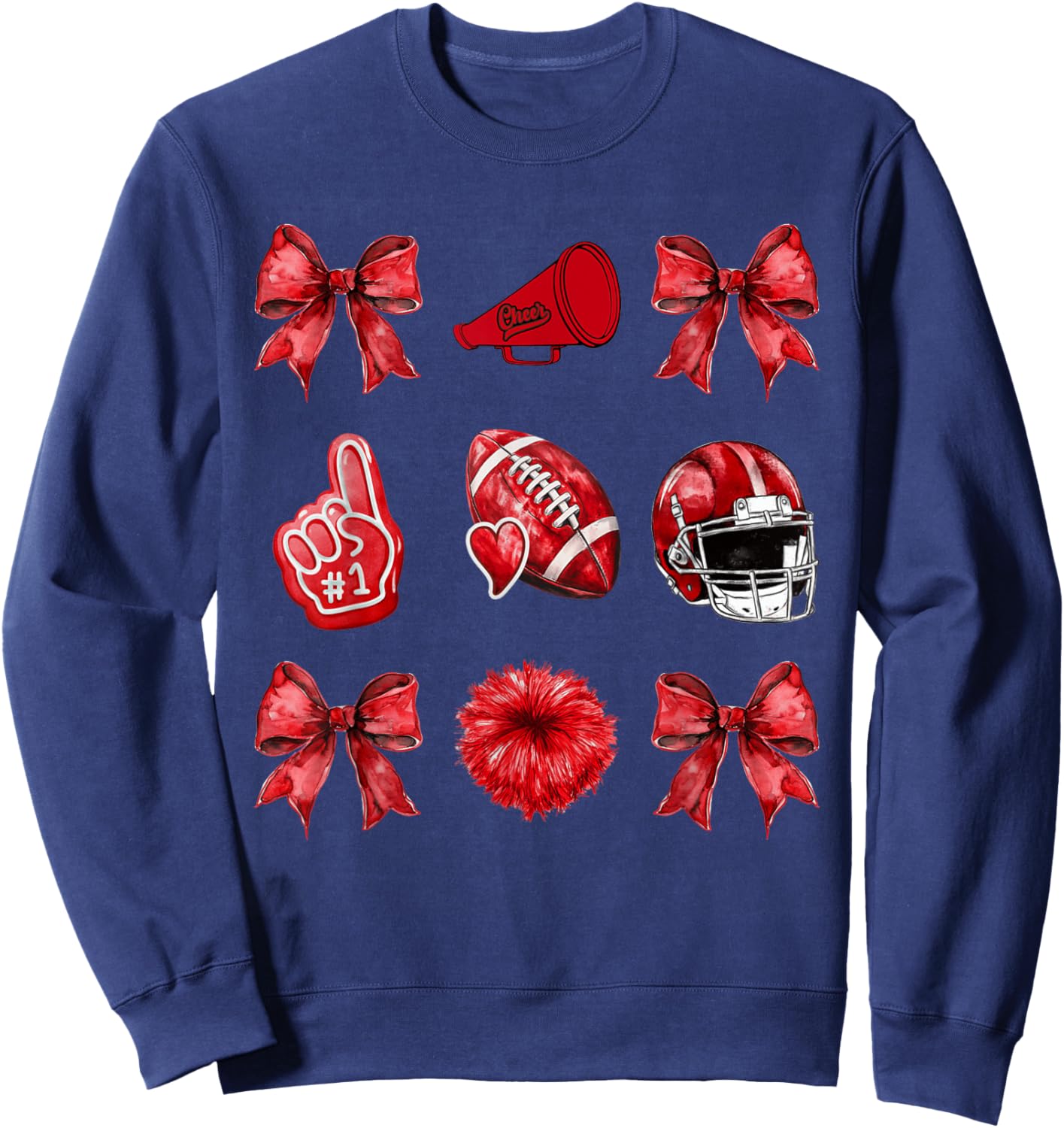 Cute Coquette Bow Game Day American Football Player Coaches Sweatshirt - Sweatshirt | Navy