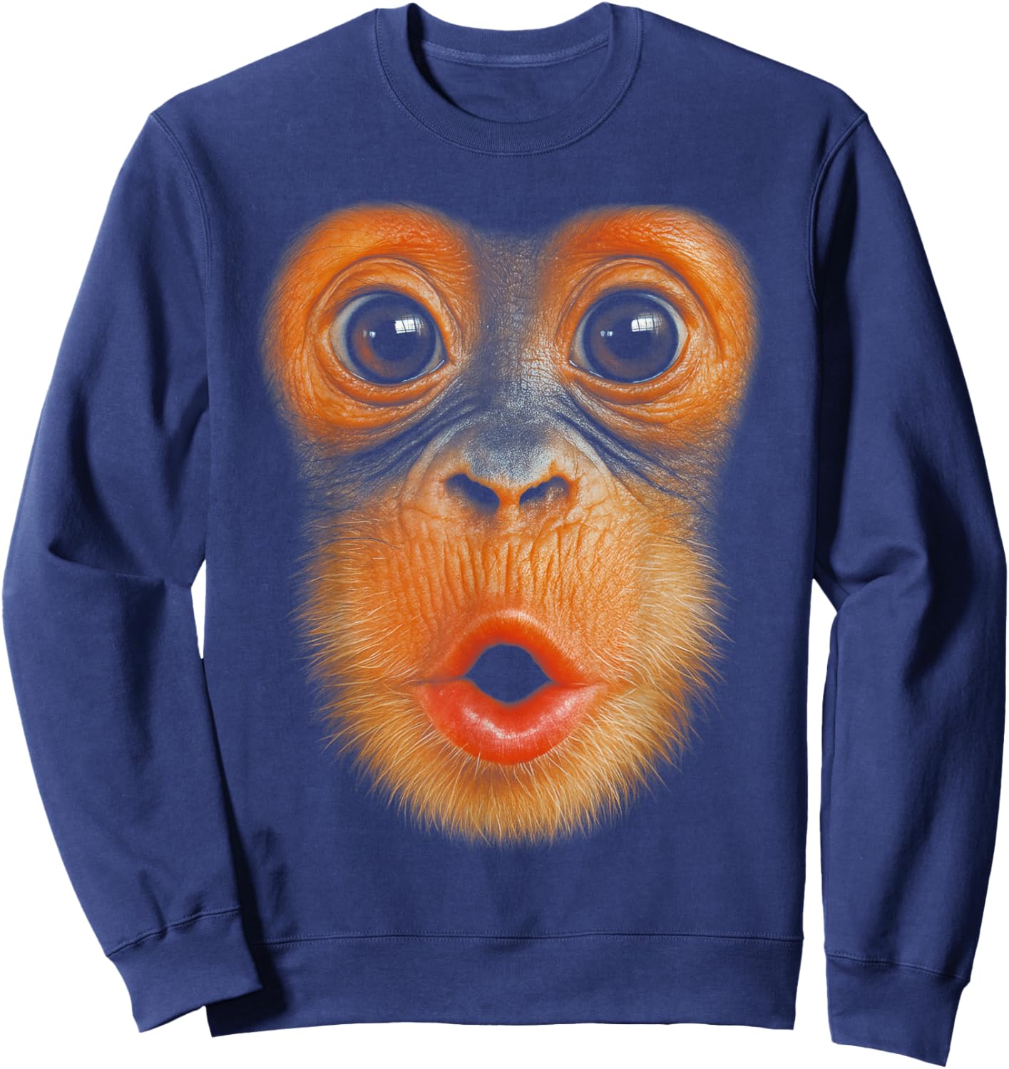 HUGvyn Monkey Blowing Face Monkey Halloween Costume Outfit Sweatshirt - Sweatshirt | Navy