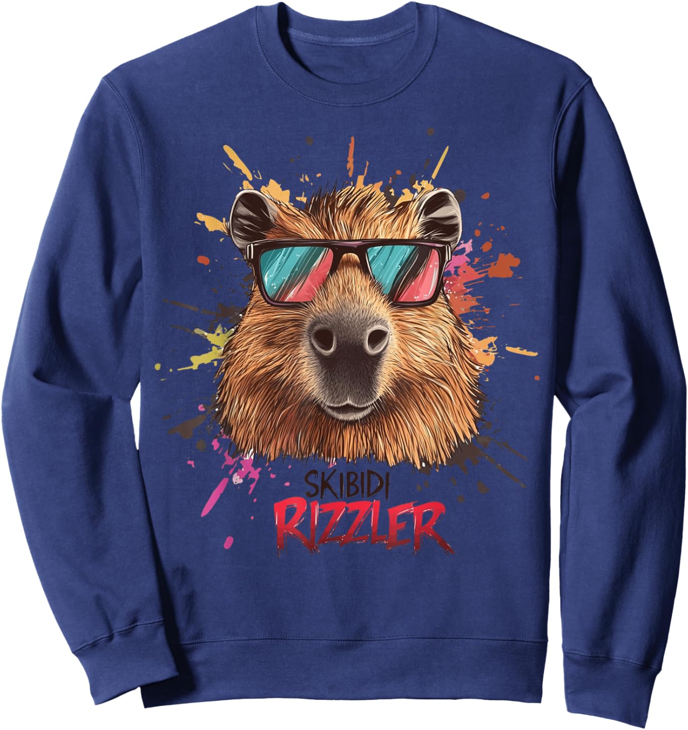 Funny Skibidi Toilet Rizzler Capybara Rizz Meme Sweatshirt - Sweatshirt | Navy