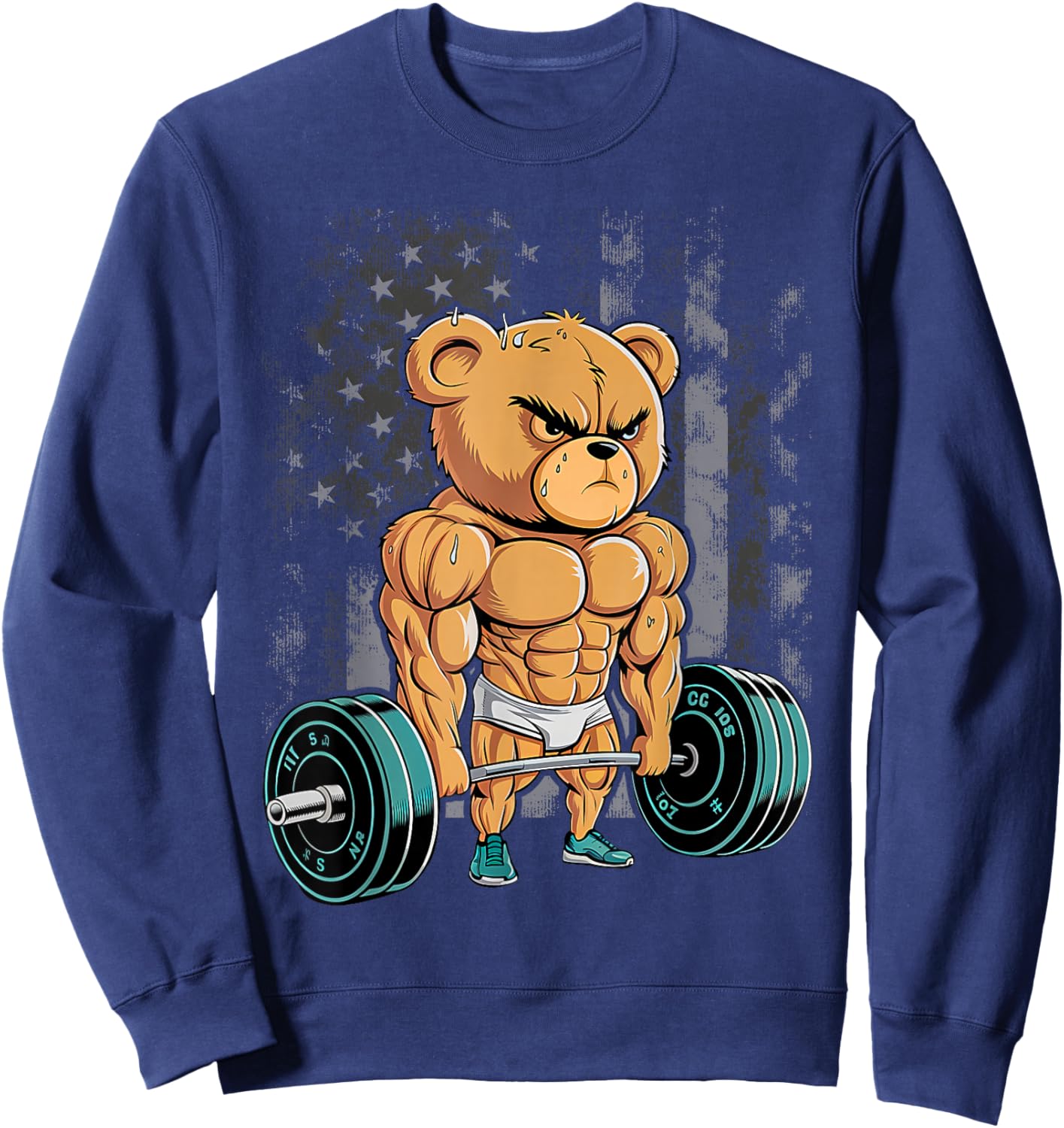 Bear Bodybuilder Bodybuilding Muscle Gym Weightlifting Bear Sweatshirt - Sweatshirt | Navy