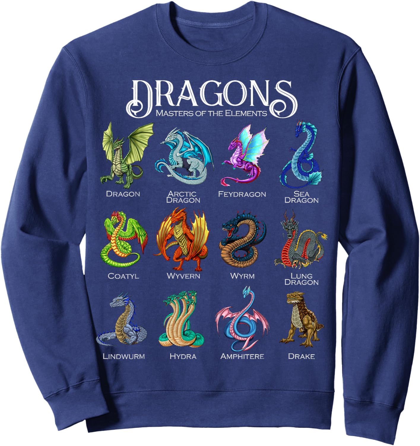 Legendary Dragon Types - Dragons Sweatshirt - Sweatshirt | Navy