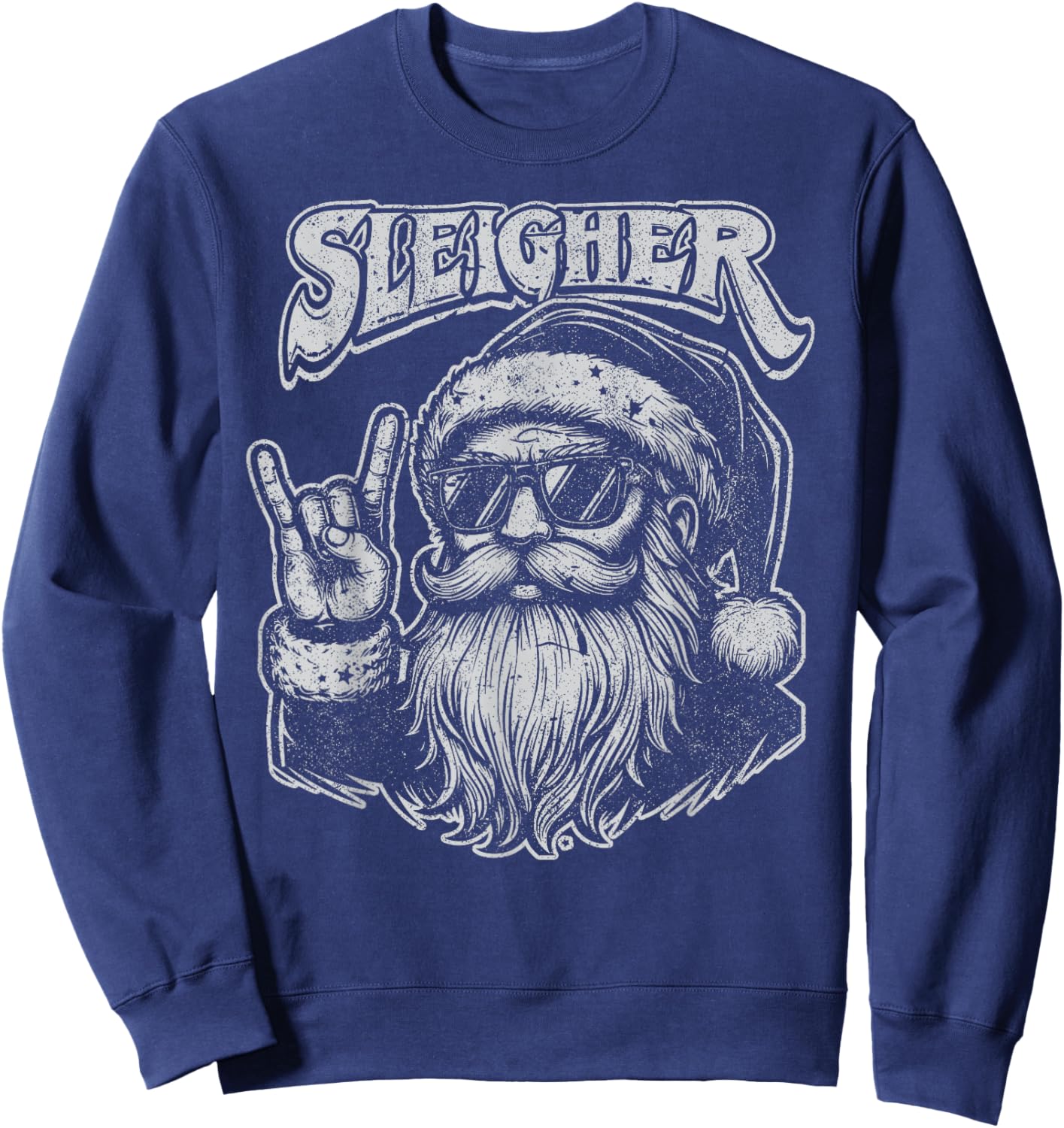 Christmas Sleigher Santa Rock Xmas Rocker Men Women Kids Boy Sweatshirt - Sweatshirt | Navy