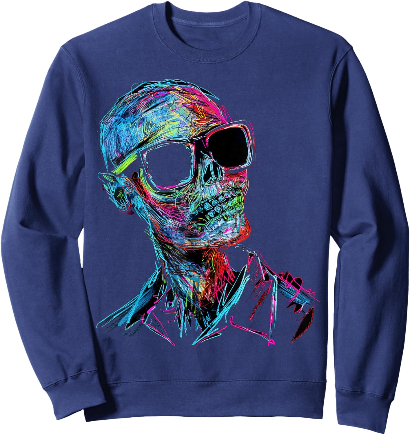 Zombie Costume Halloween Graphic Sunglasses Art Zombie Sweatshirt - Sweatshirt | Navy