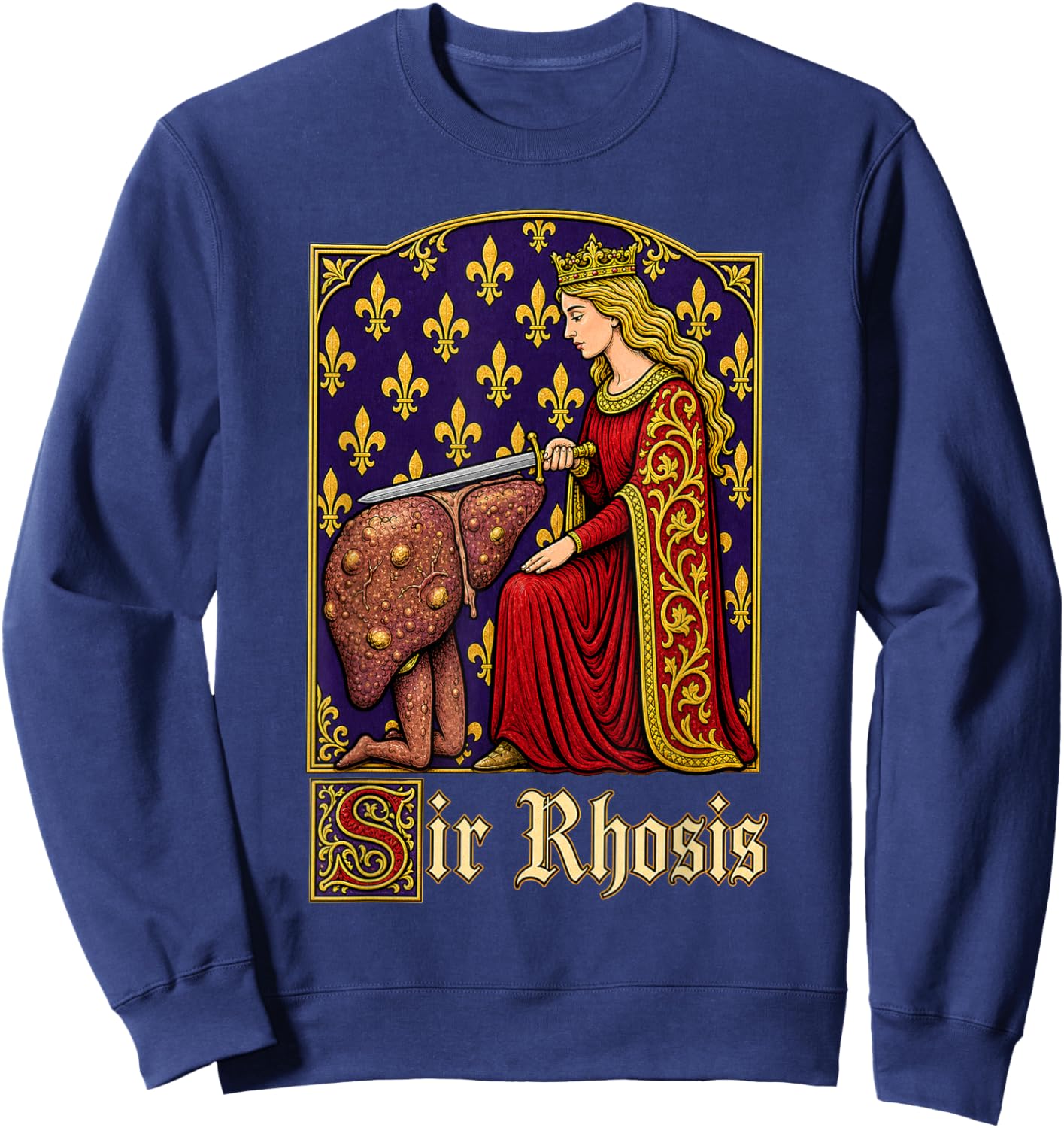 Sir Rhosis Medieval Gothic Dark Humor Vintage Art Sweatshirt - Sweatshirt | Navy